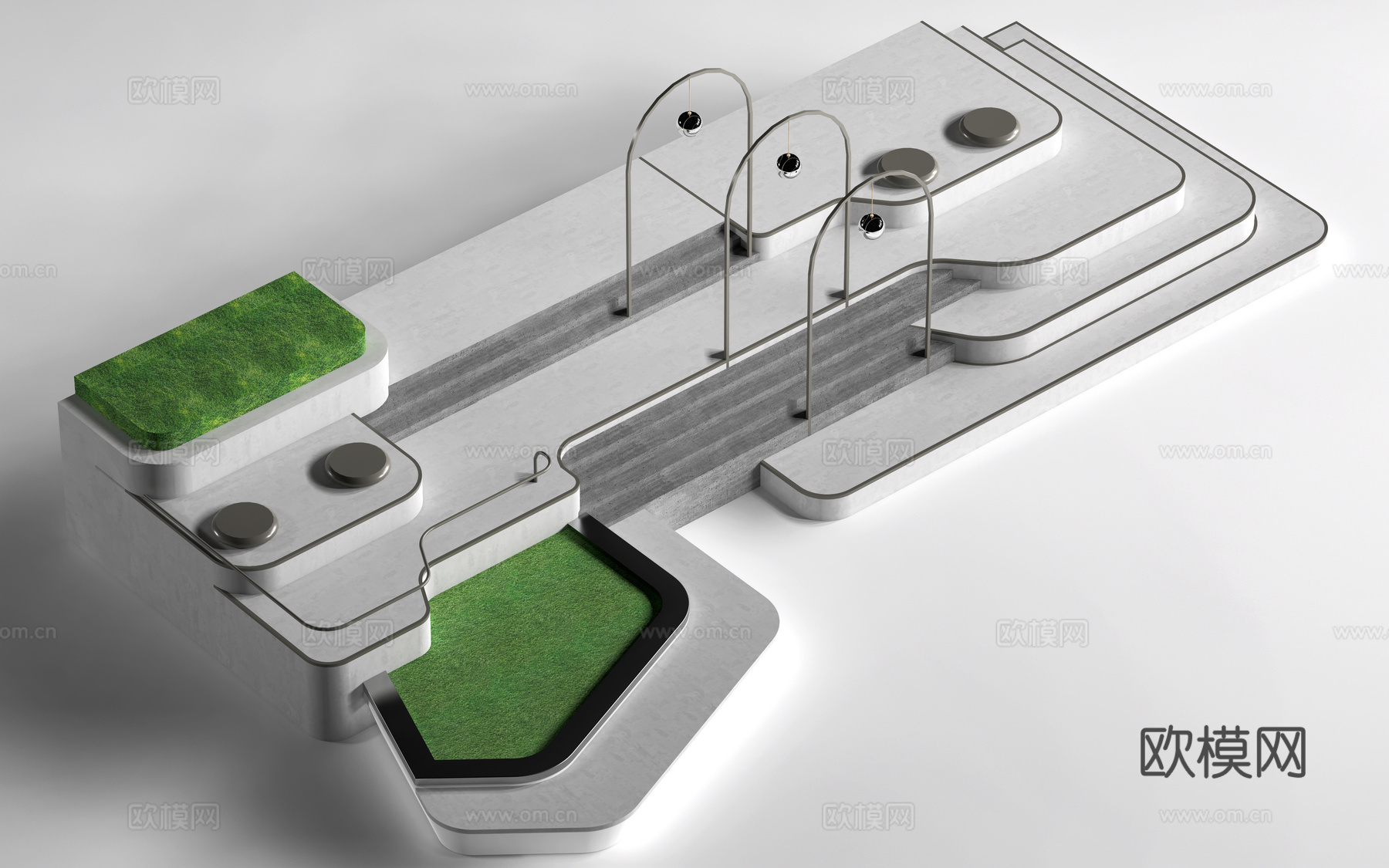 现代台阶座椅 台阶景观 树池台阶 下沉台阶su模型