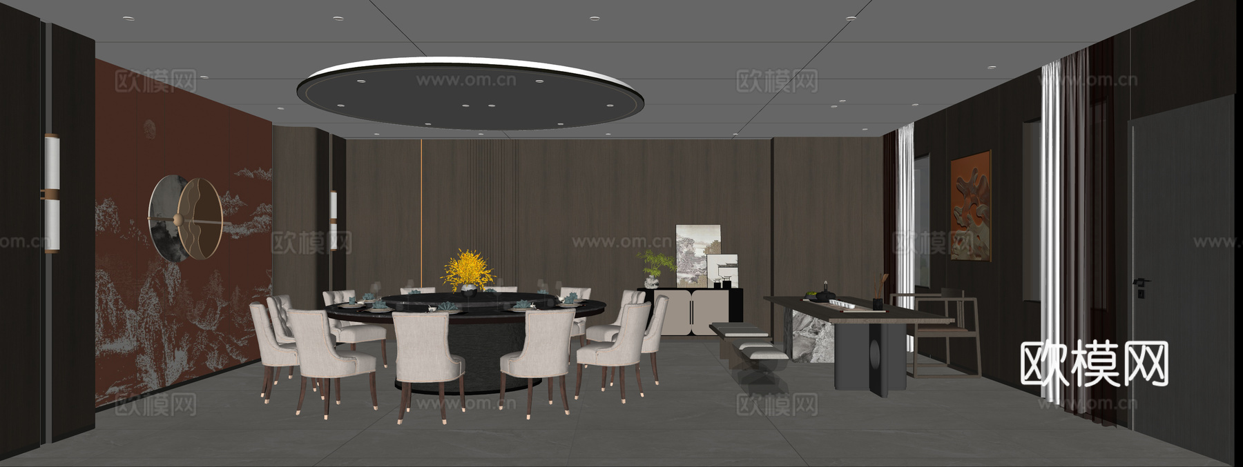 餐厅包厢  茶室  包房su模型