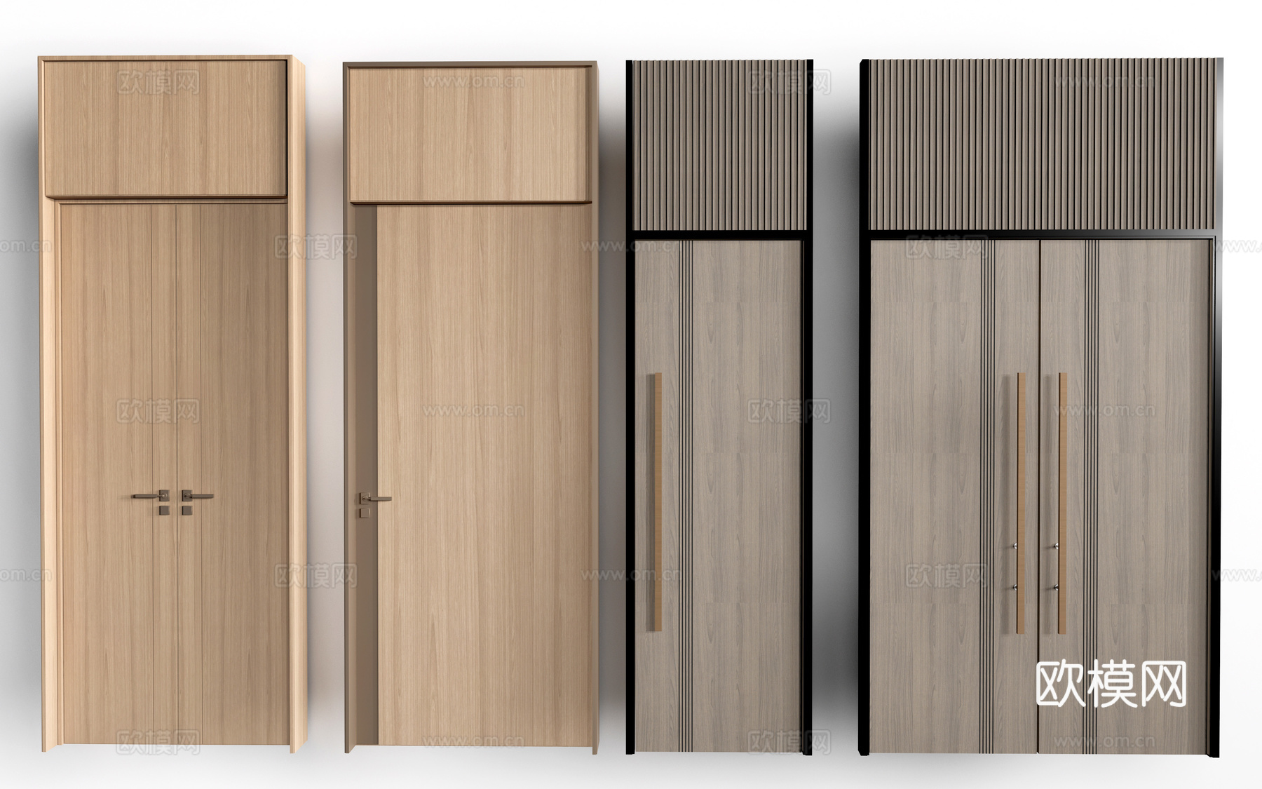 新中式木门 宴会厅门 会议室木门 平开门su模型下载（渲染图1）