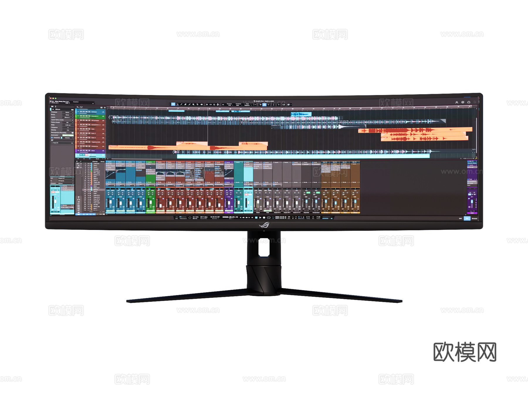 台式电脑 PC 带鱼屏su模型下载（渲染图1）