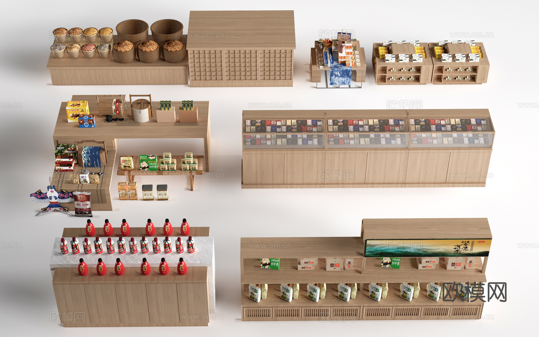 现代文创展台 文创展柜 文创展架 民俗小品su模型下载（渲染图1）