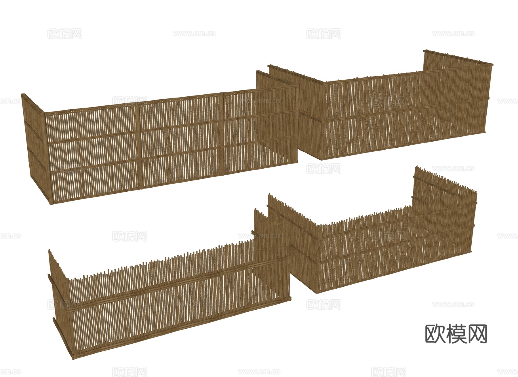 中式围墙 中式竹篱笆 竹子围墙 竹篱笆隔断 乡村庭院围墙su模型下载（渲染图2）