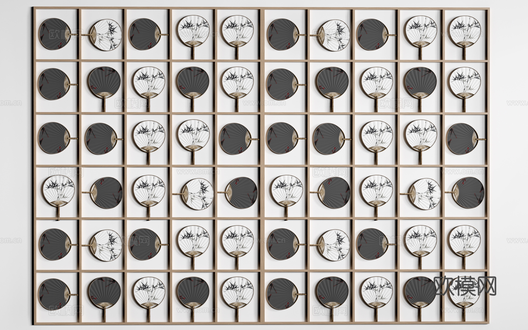 现代扇子屏风 新中式隔断su模型下载（渲染图1）