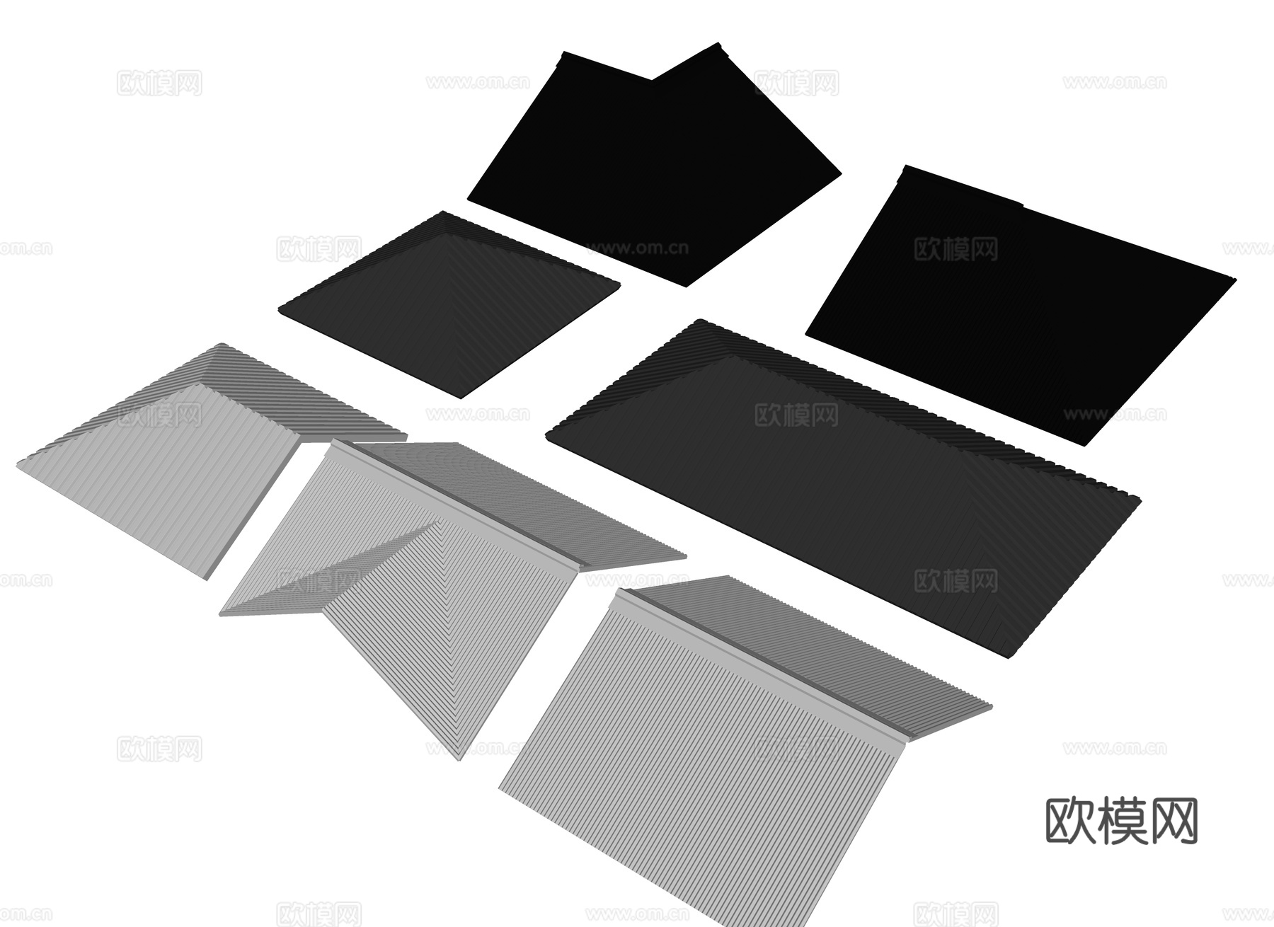 现代彩钢瓦 简易房屋顶 屋顶坡屋顶 铁皮瓦 保温波形板 铁板su模型