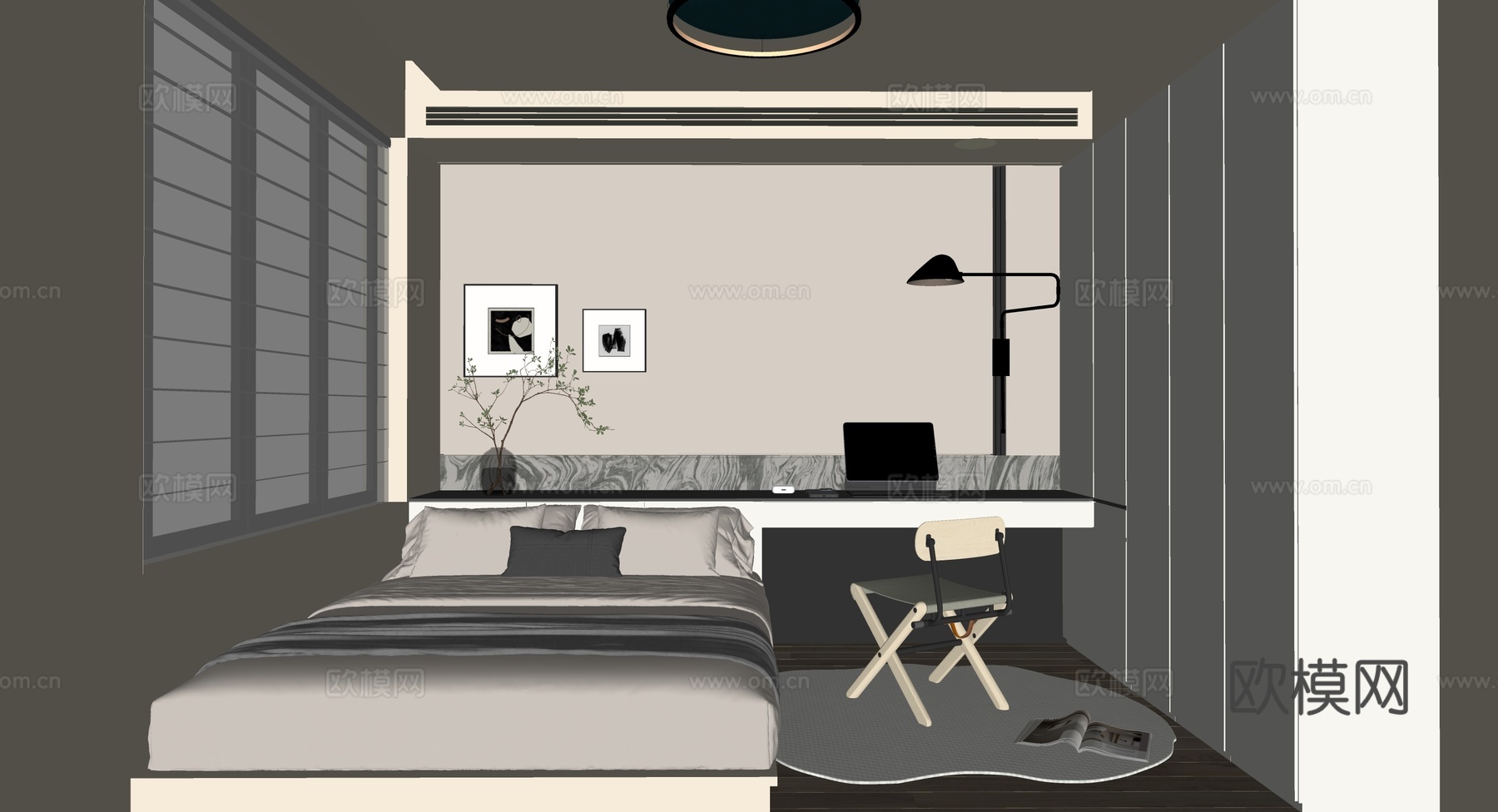 榻榻米卧室su模型