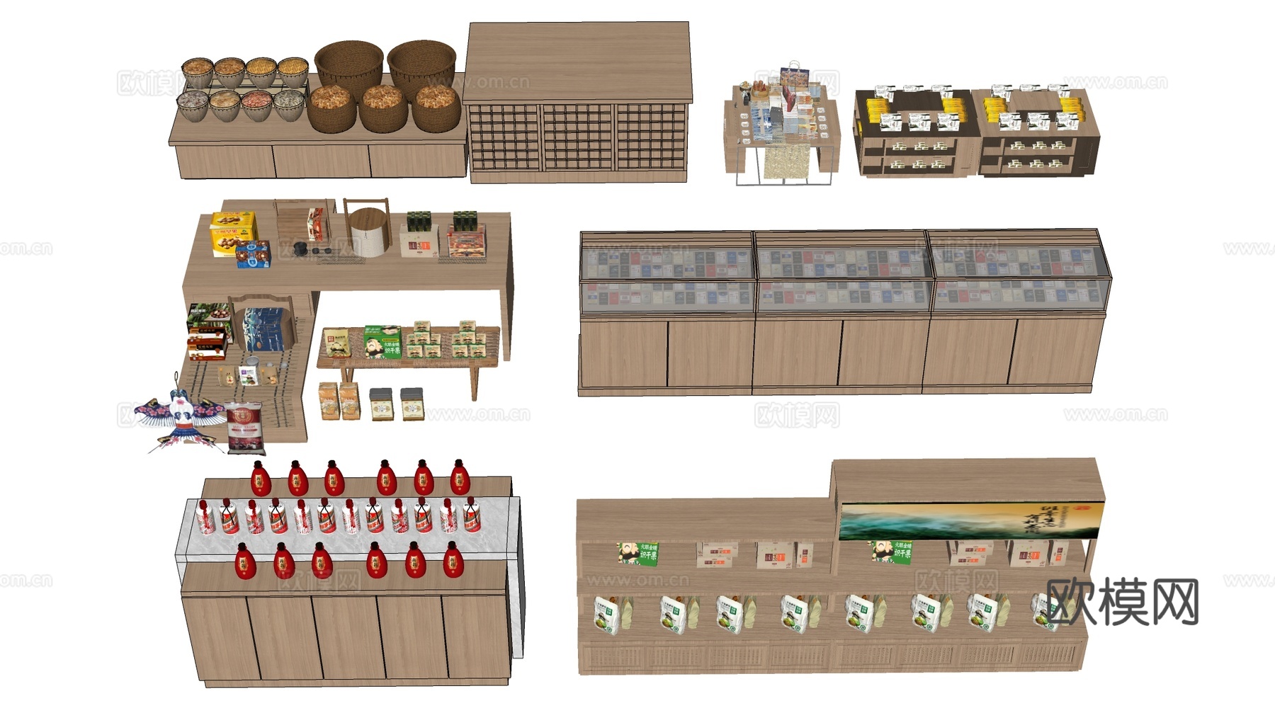 现代文创展台 文创展柜 文创展架 民俗小品su模型下载（渲染图2）