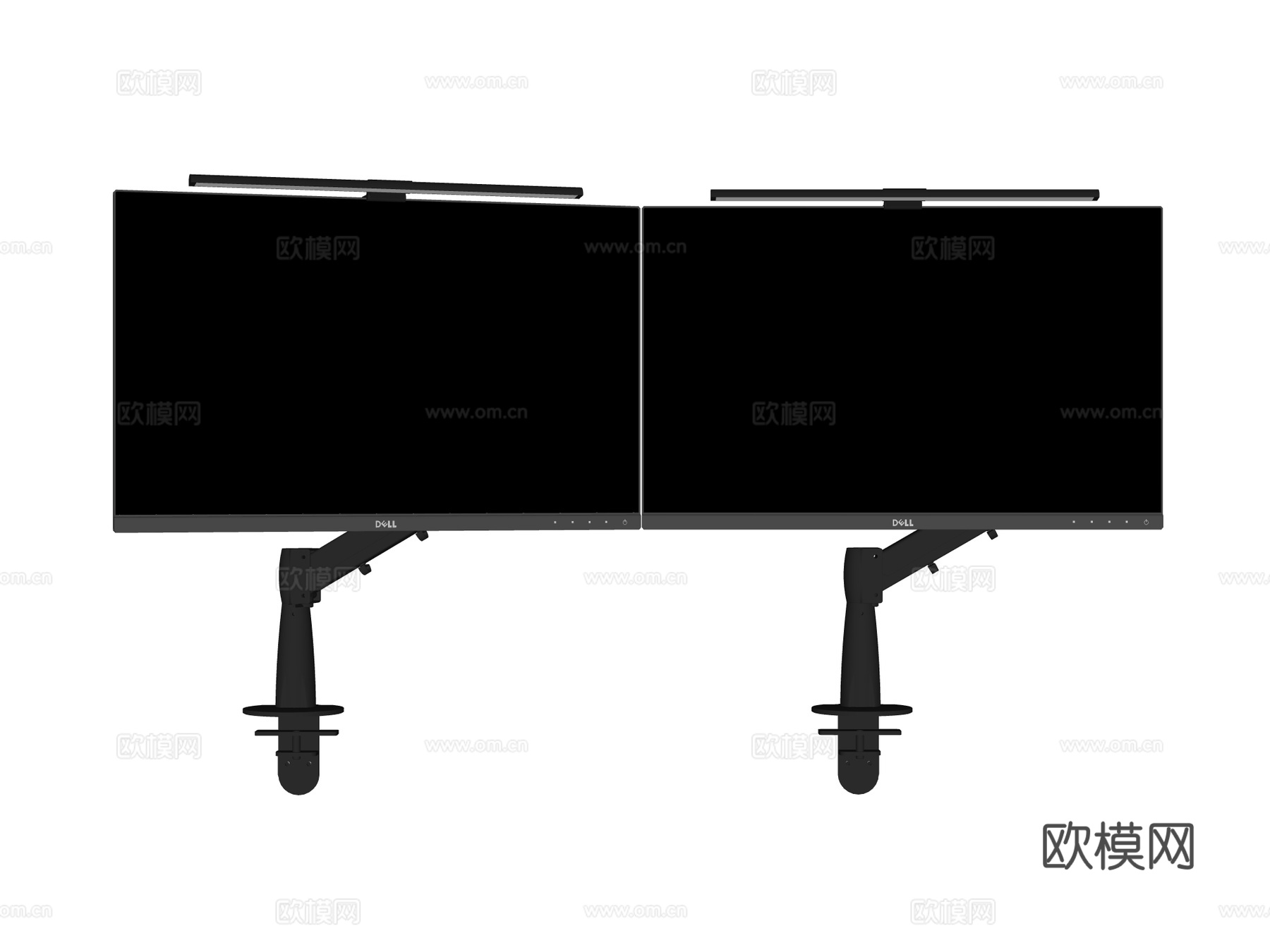 台式电脑 PC 双联屏su模型下载（渲染图2）