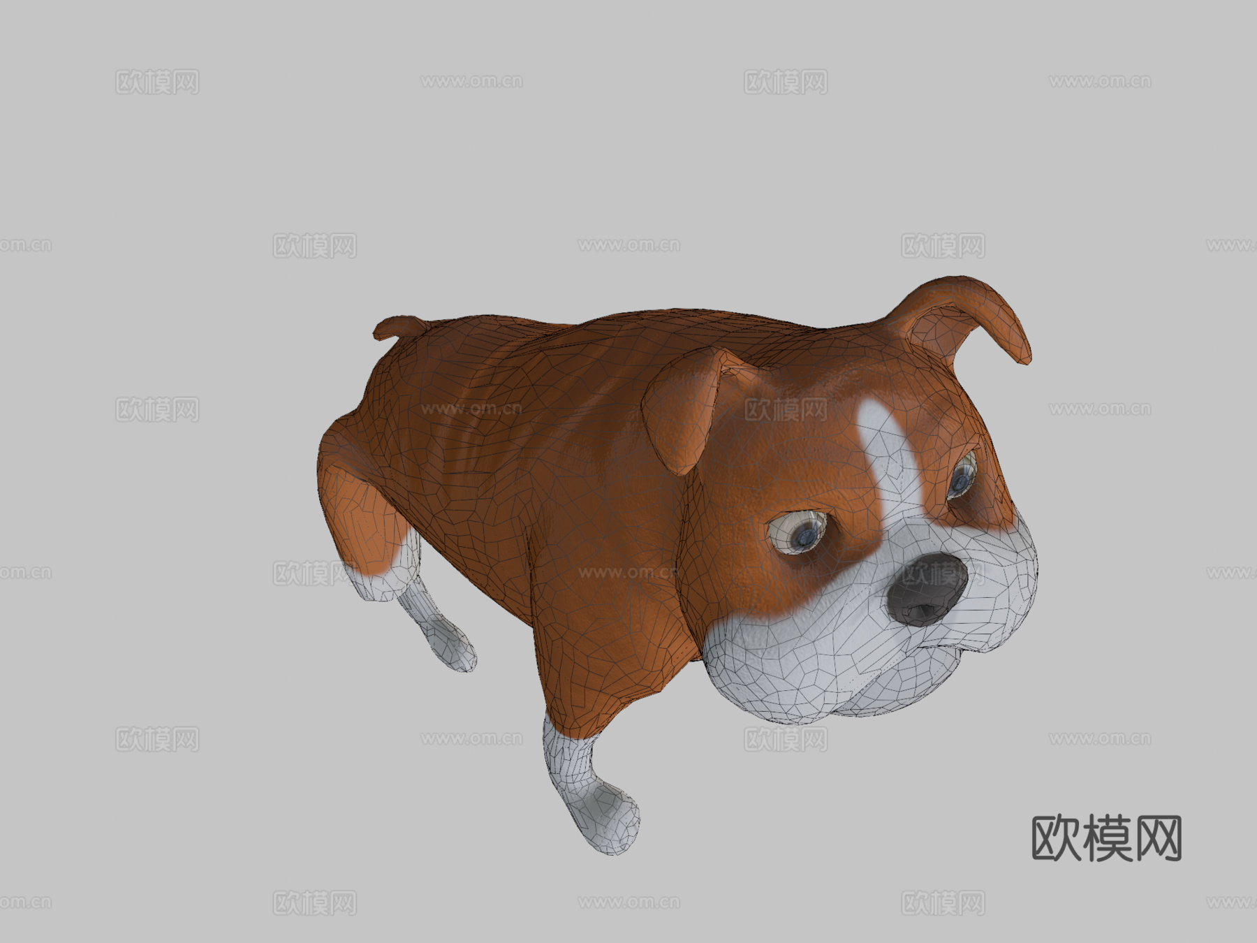 斗牛犬卡通su模型下载（渲染图2）