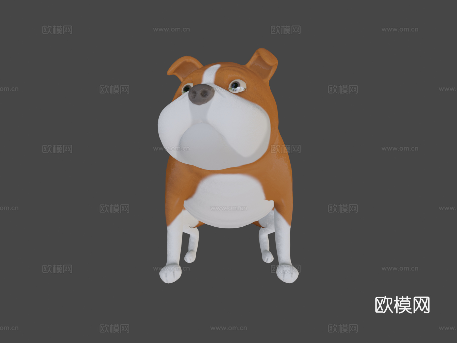 斗牛犬卡通su模型下载（渲染图6）