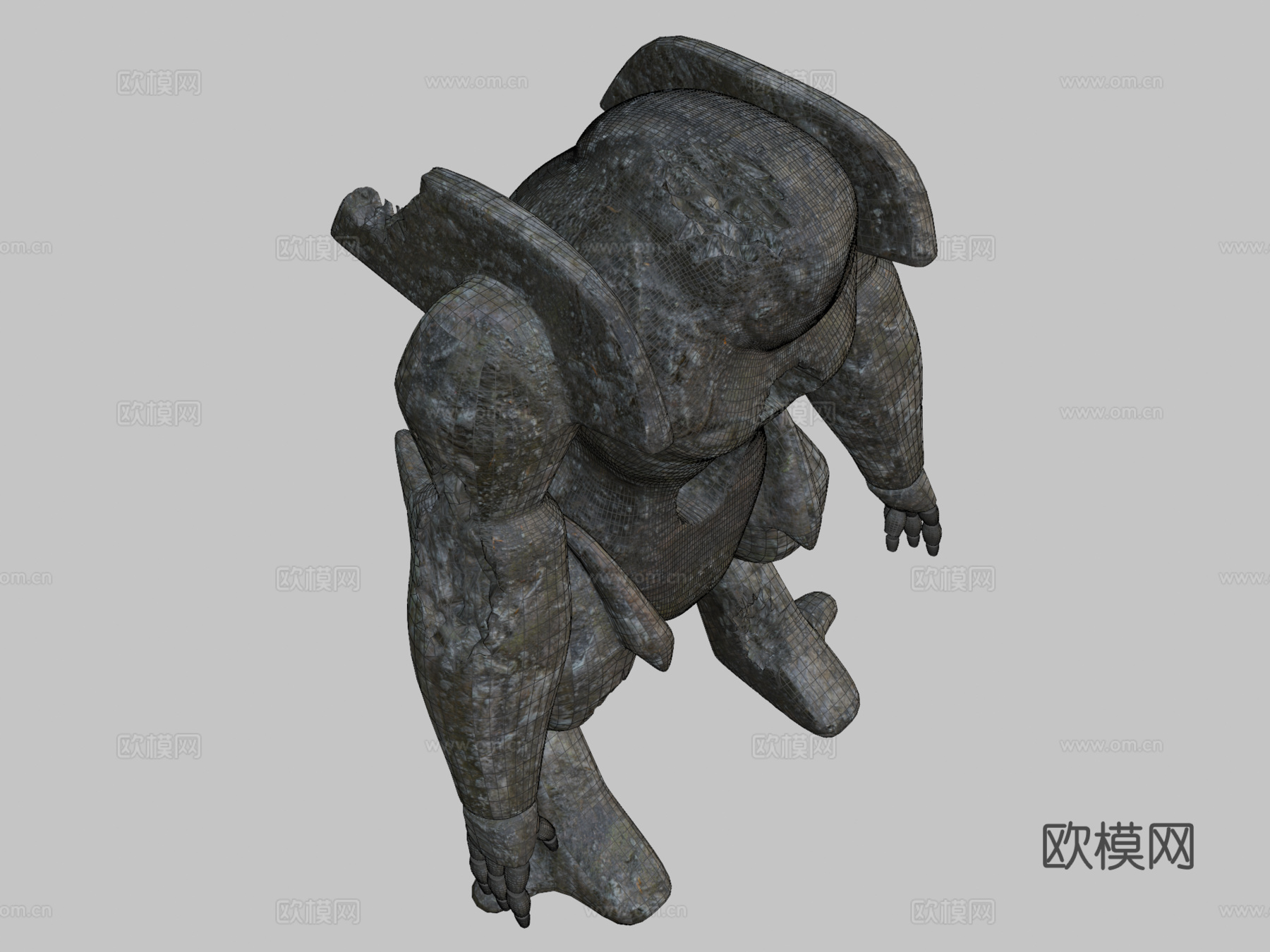 石怪雕像su模型下载（渲染图2）