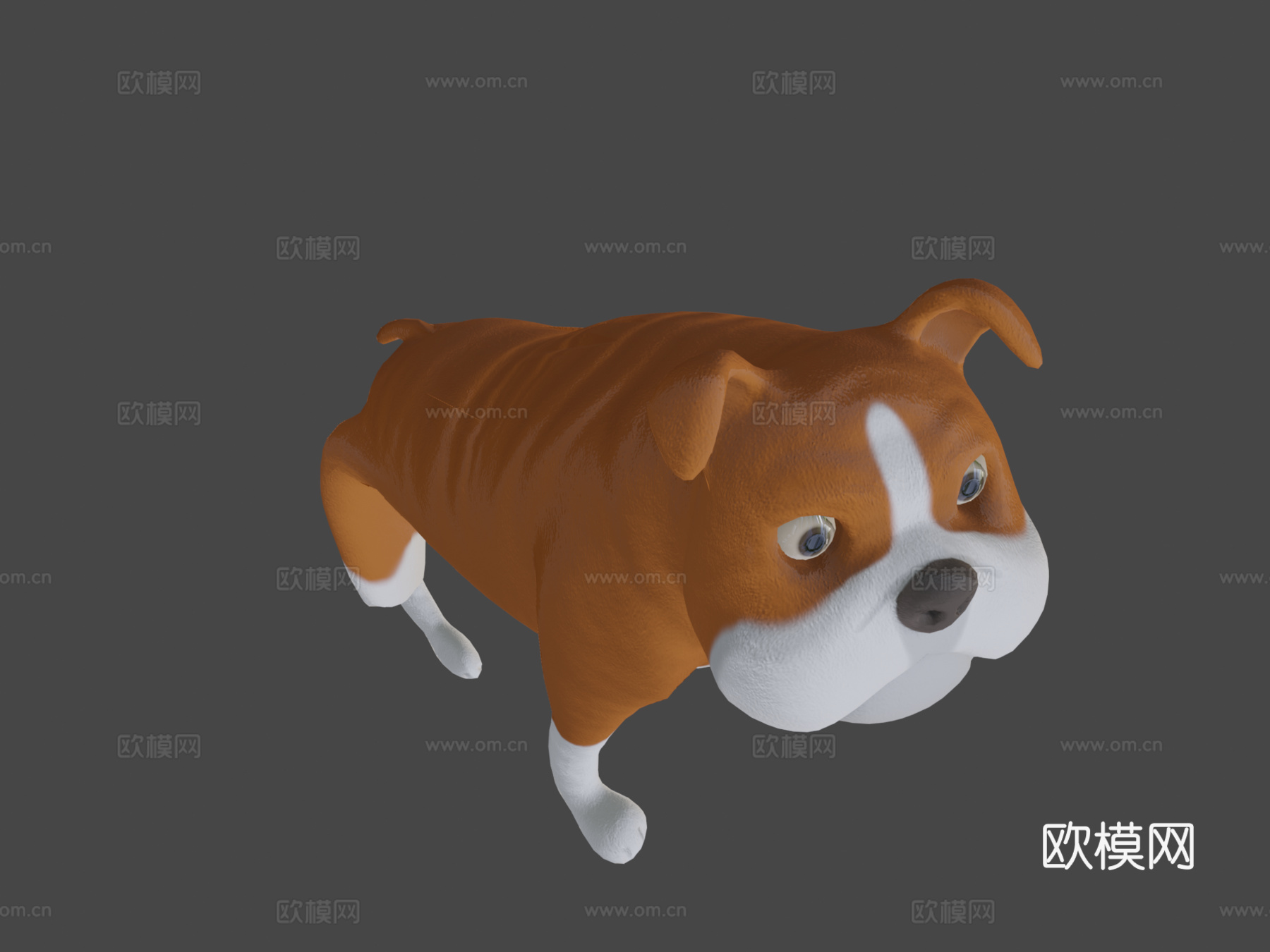 斗牛犬卡通su模型下载（渲染图8）