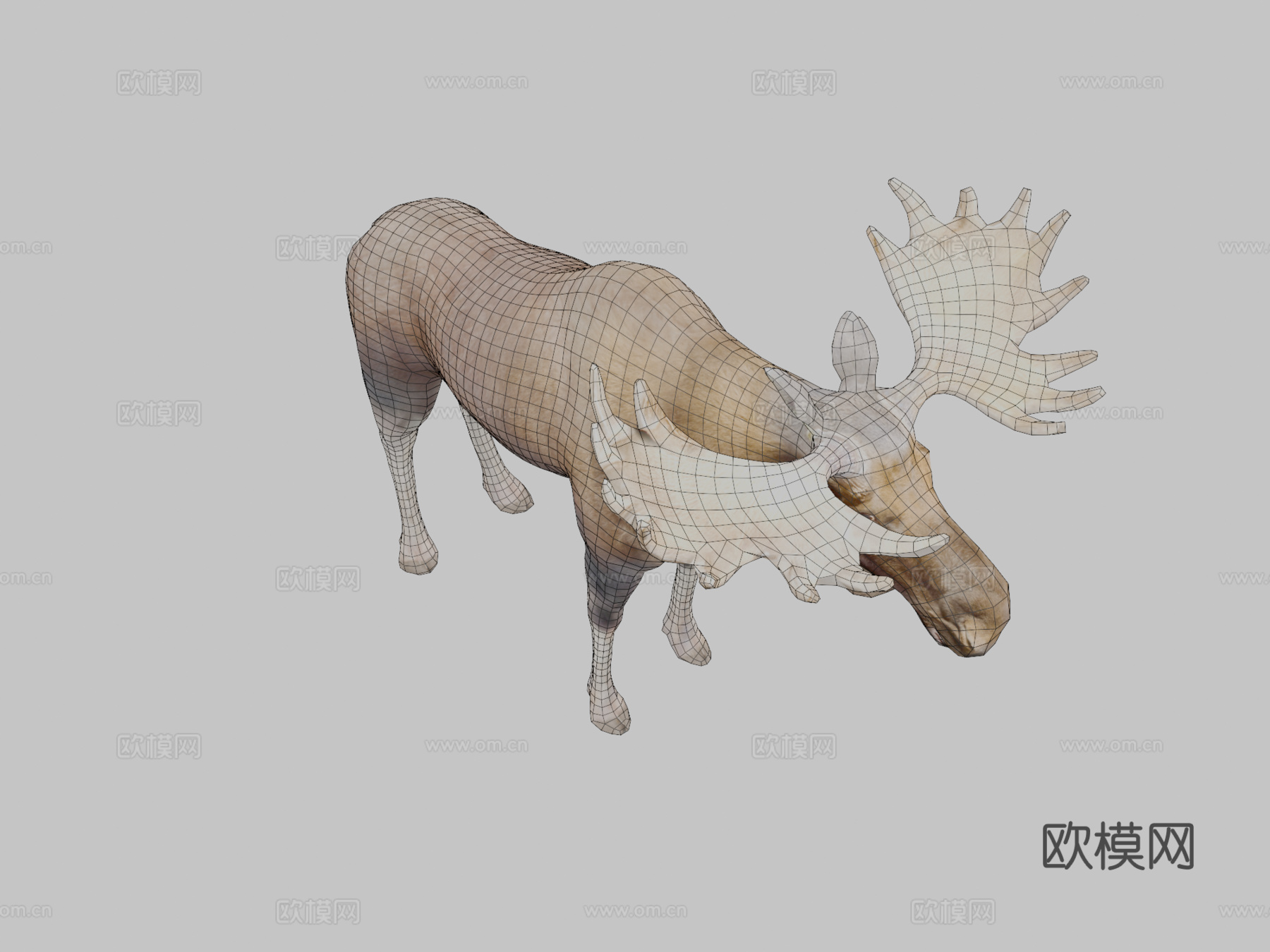 欧亚驼鹿哺乳动物低多边形su模型