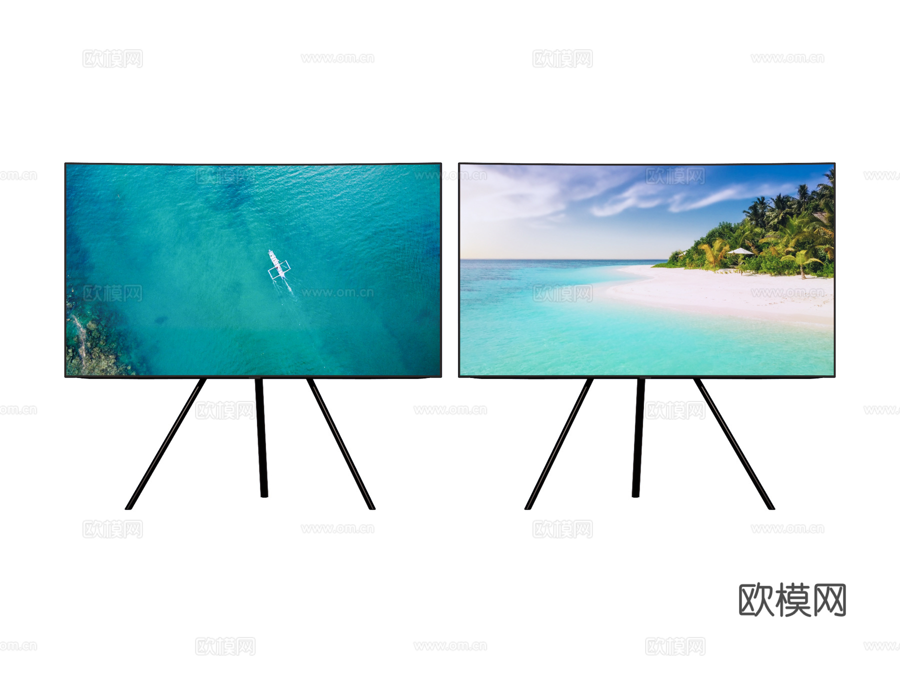 落地电视机su模型下载（渲染图1）