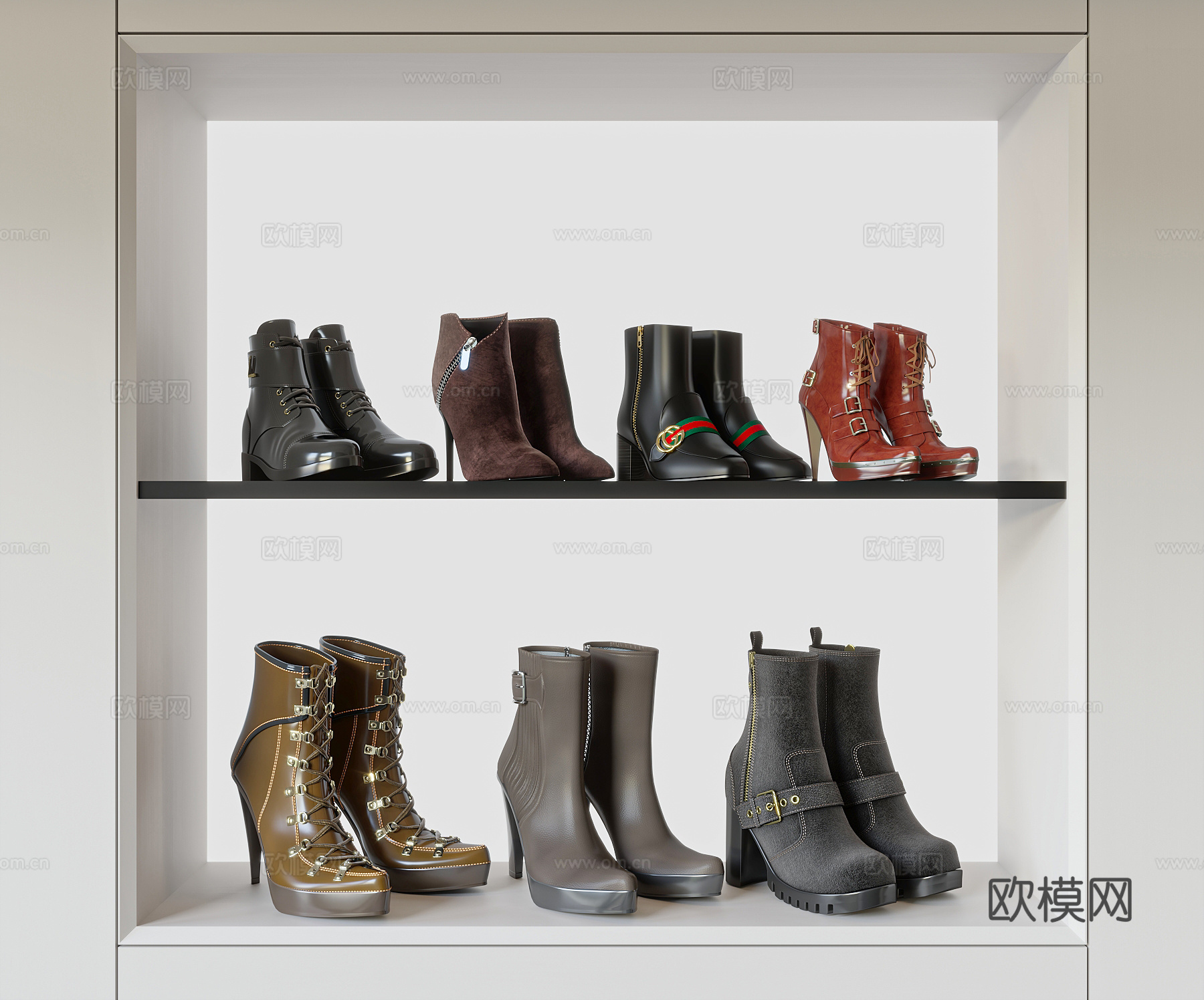 现代皮鞋高跟鞋su模型下载（渲染图1）