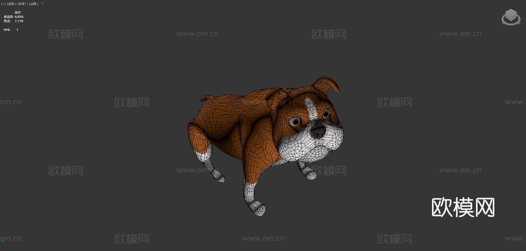 斗牛犬卡通su模型下载（渲染图4）