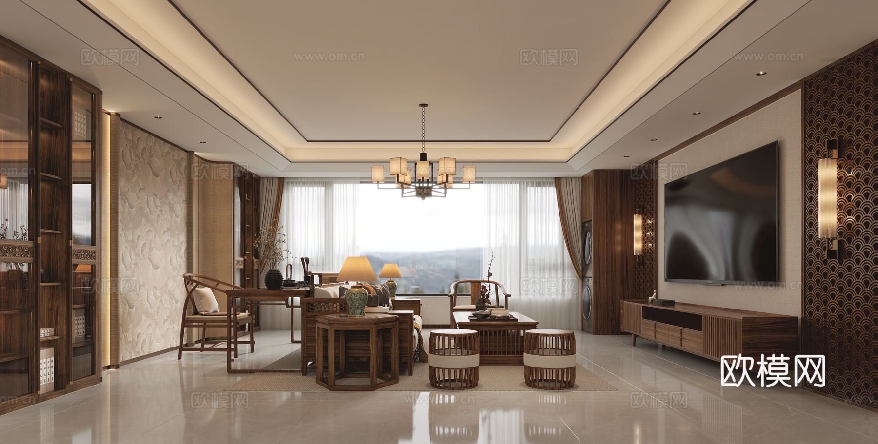 新中式客餐3d模型