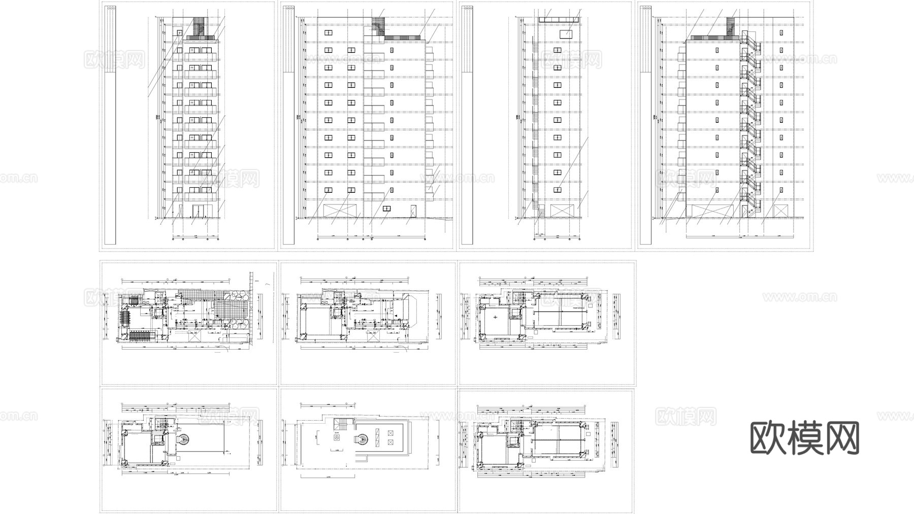 公寓建筑 住宅建筑 写字楼 商业建筑 高层建筑立面图 平面图cad施工图