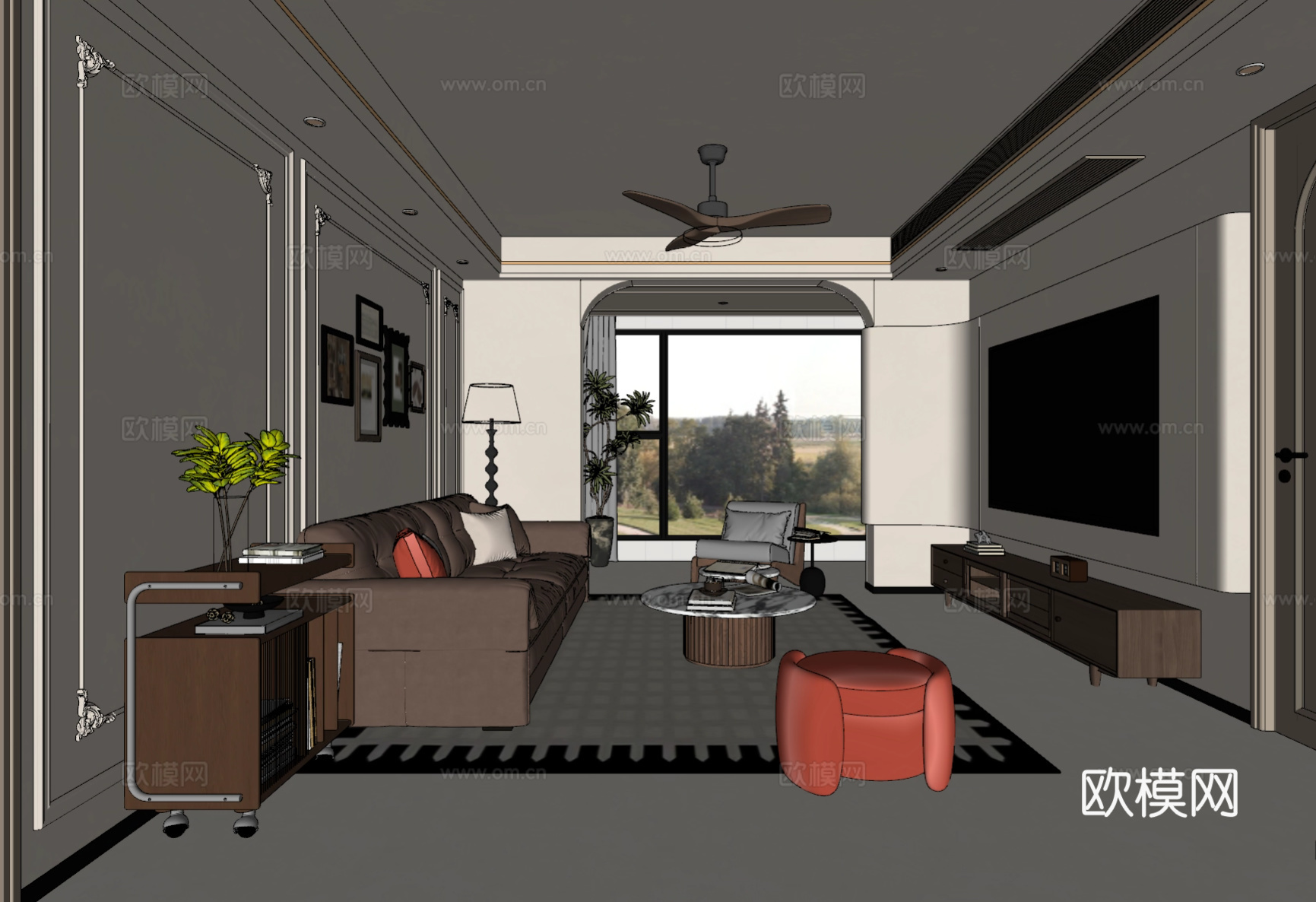 法式奶油中古风餐厅su模型下载（渲染图4）