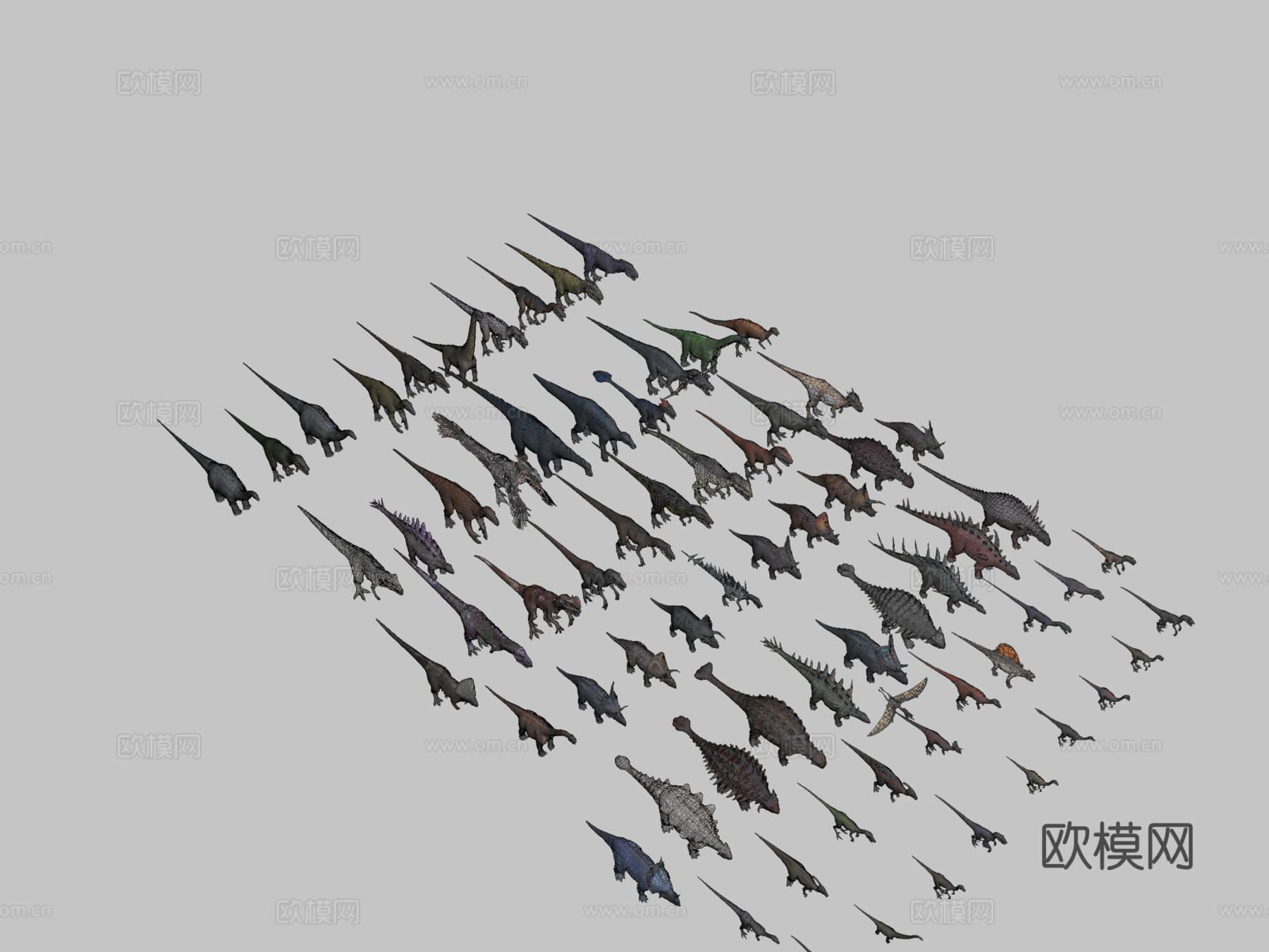 低多边形真实巨型恐龙包1su模型