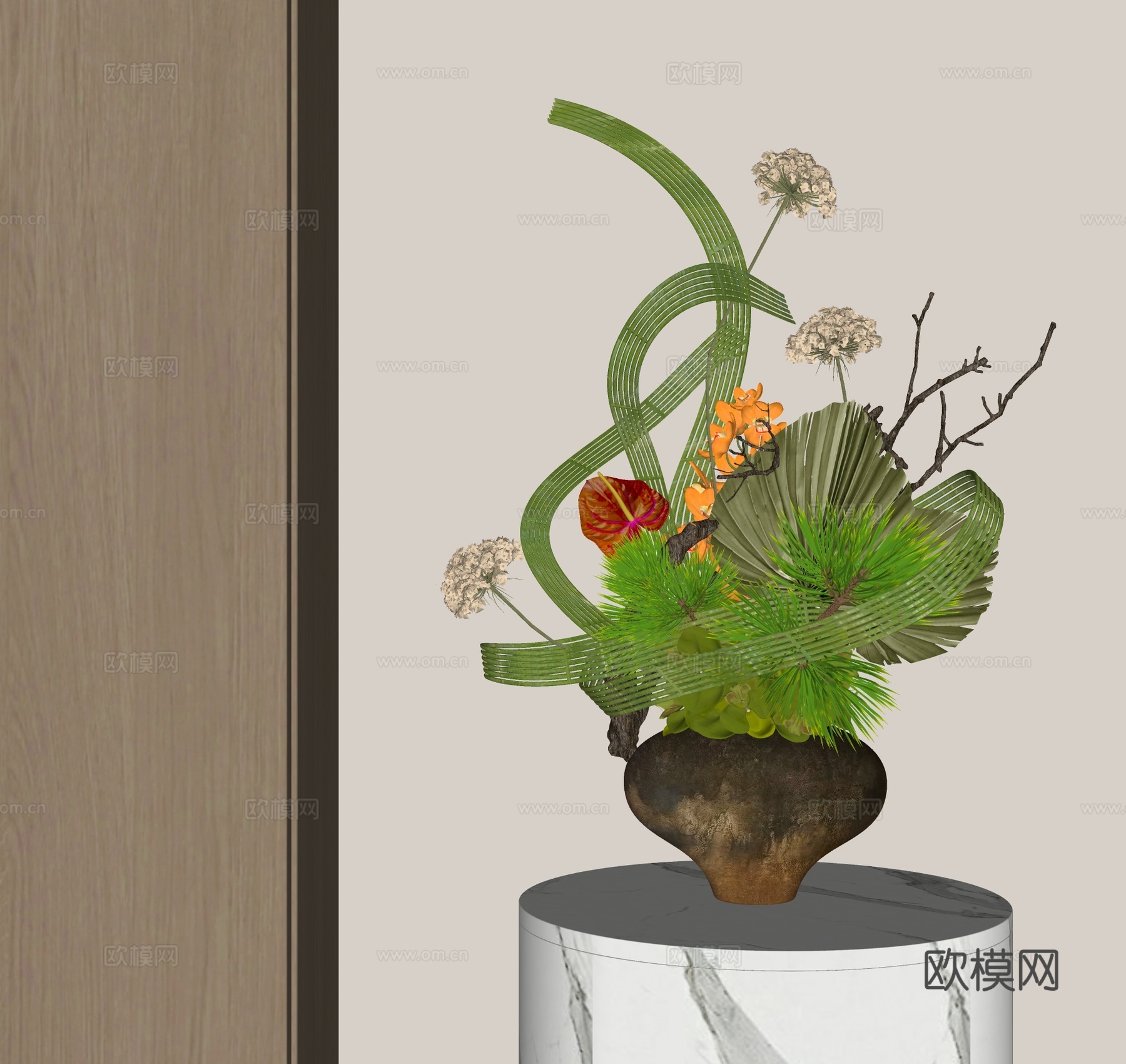 现代花瓶花艺插花su模型下载（渲染图2）