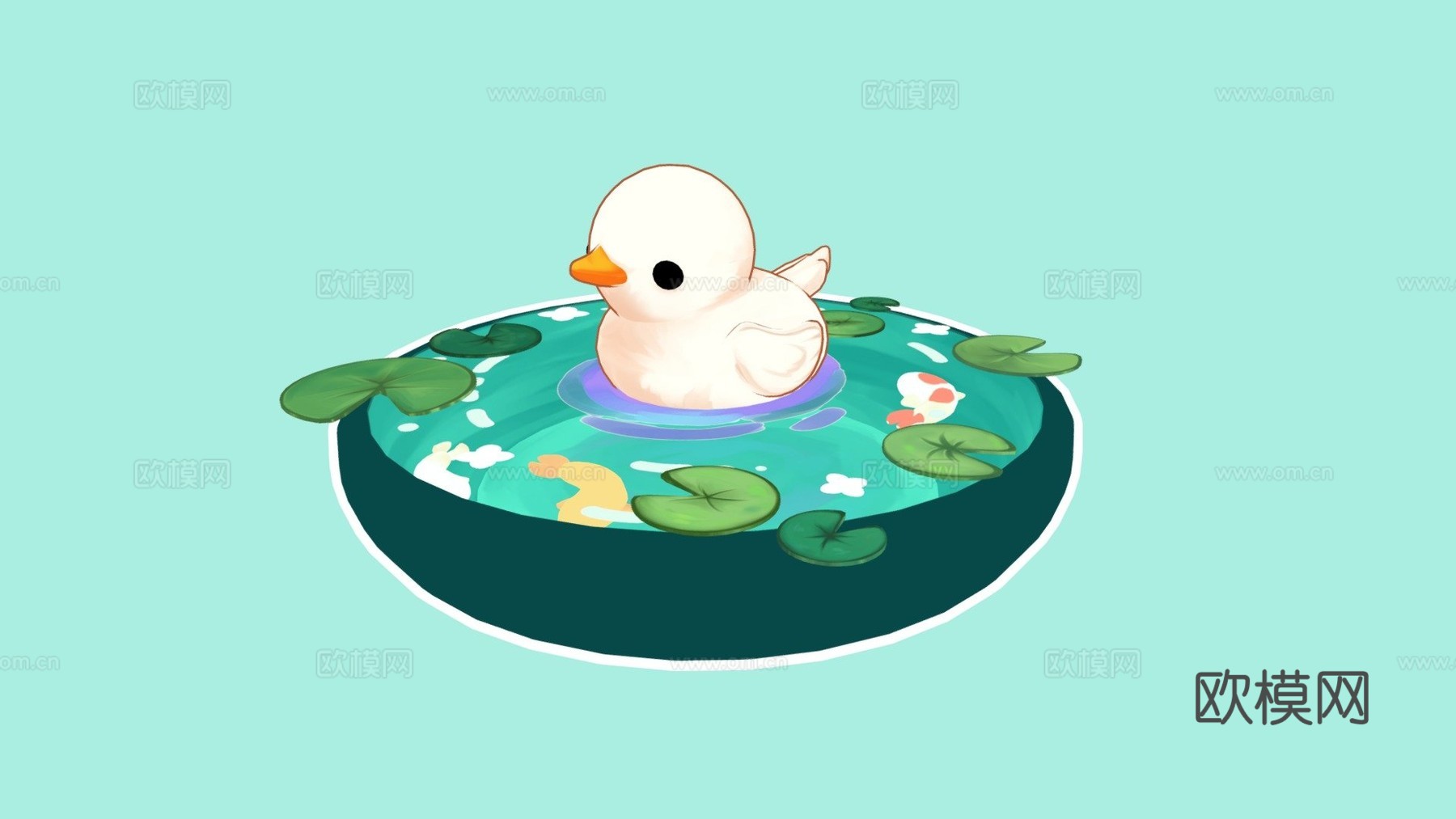 鸭子池塘su模型下载（渲染图1）