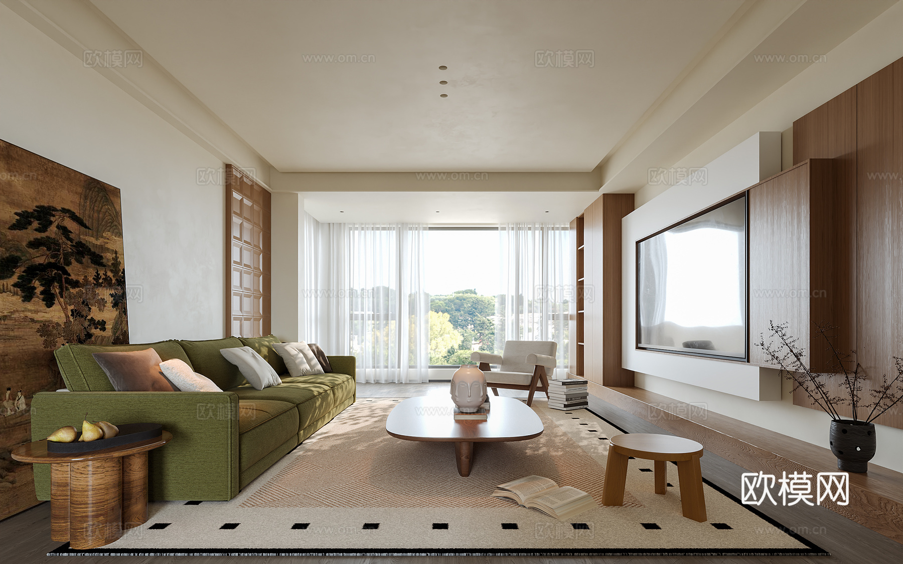 中古风客厅3d模型下载