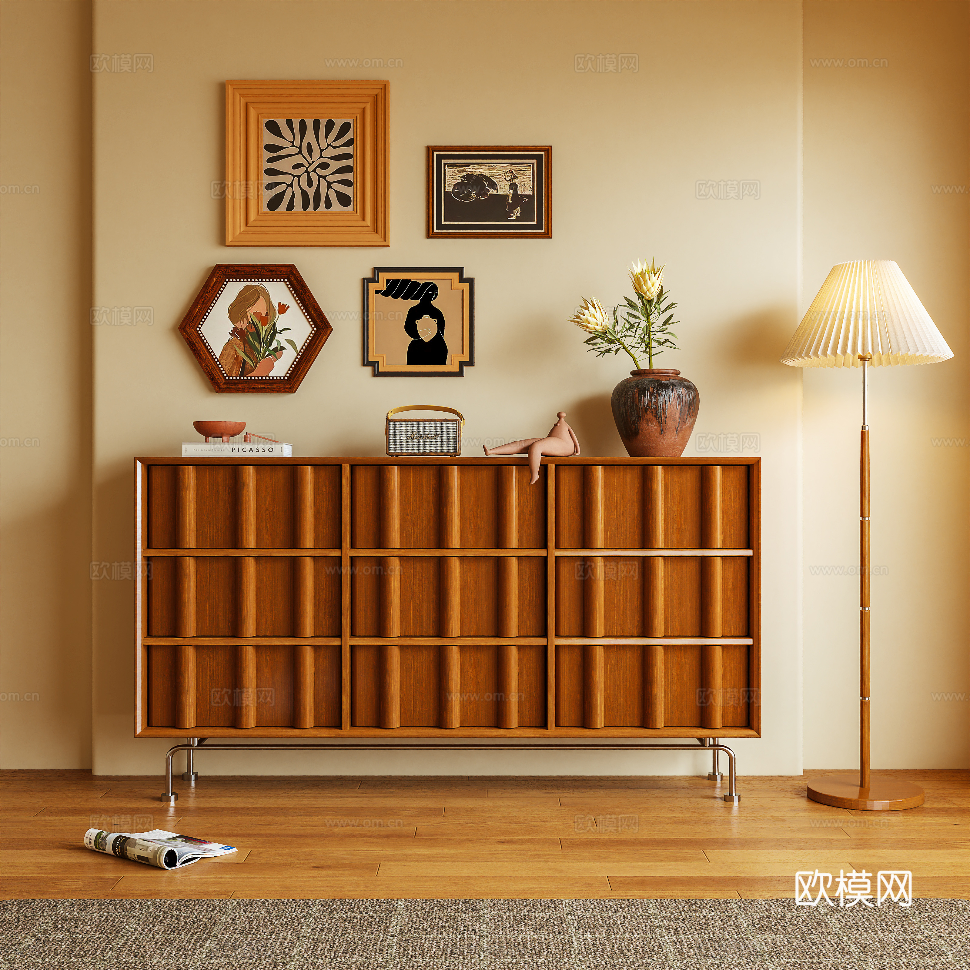 玄关柜 边柜 储物柜 斗柜 装饰画 摆件3d模型下载