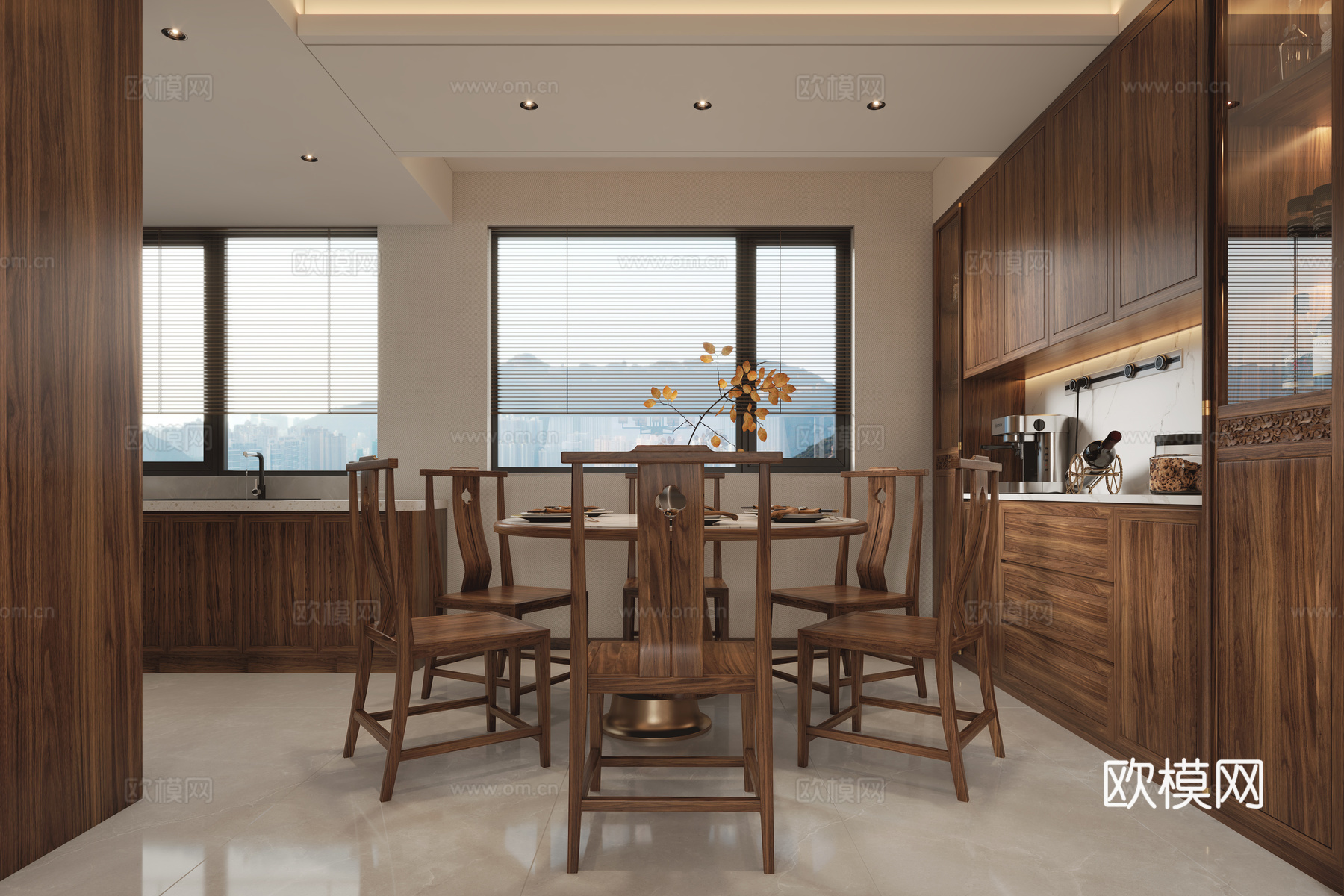 新中式客餐3d模型