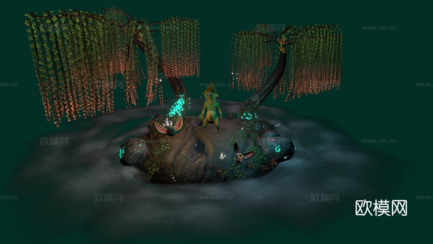 沼泽与蜥蜴su模型下载（渲染图1）