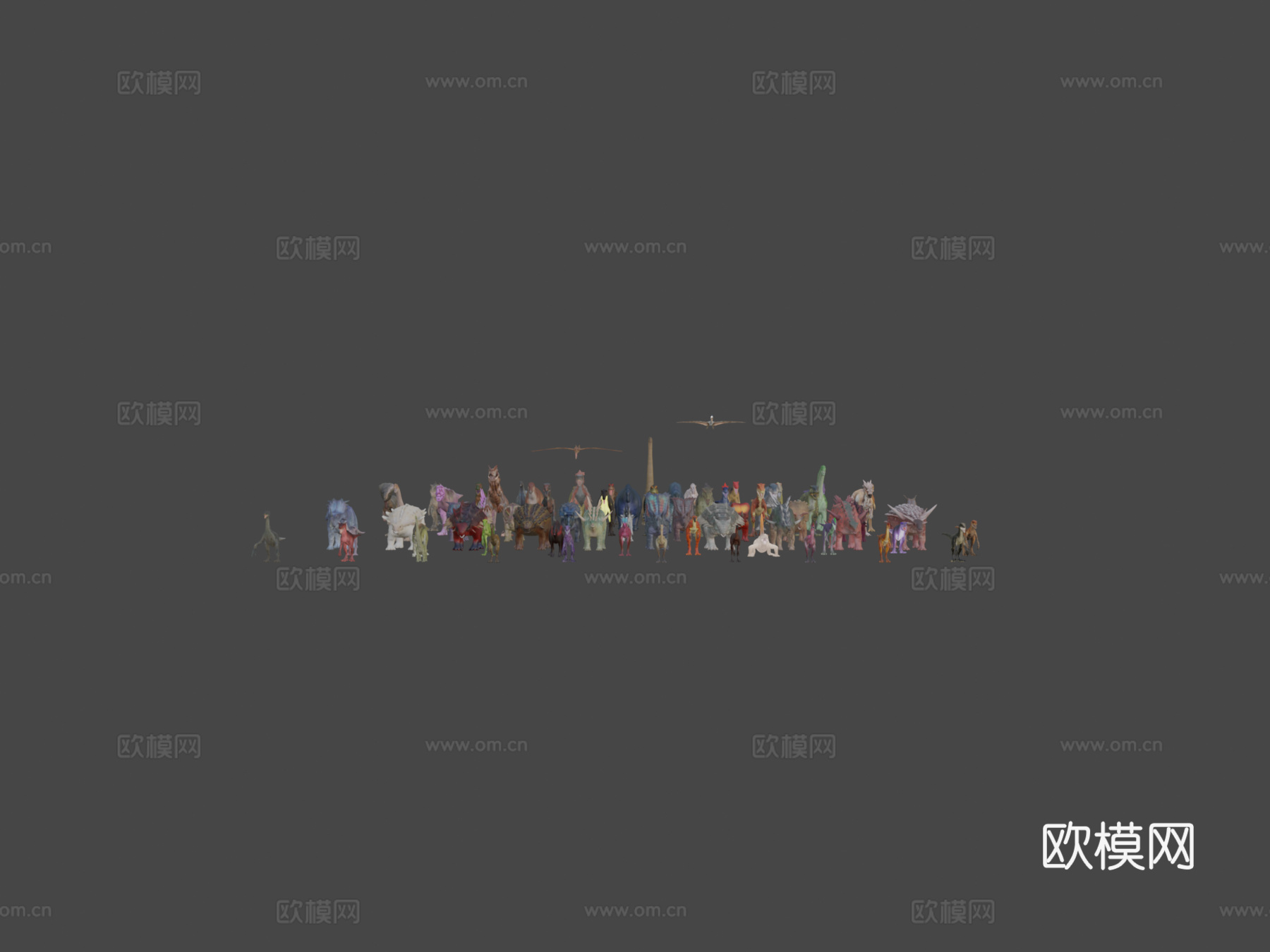 低多边形真实巨型恐龙包1su模型