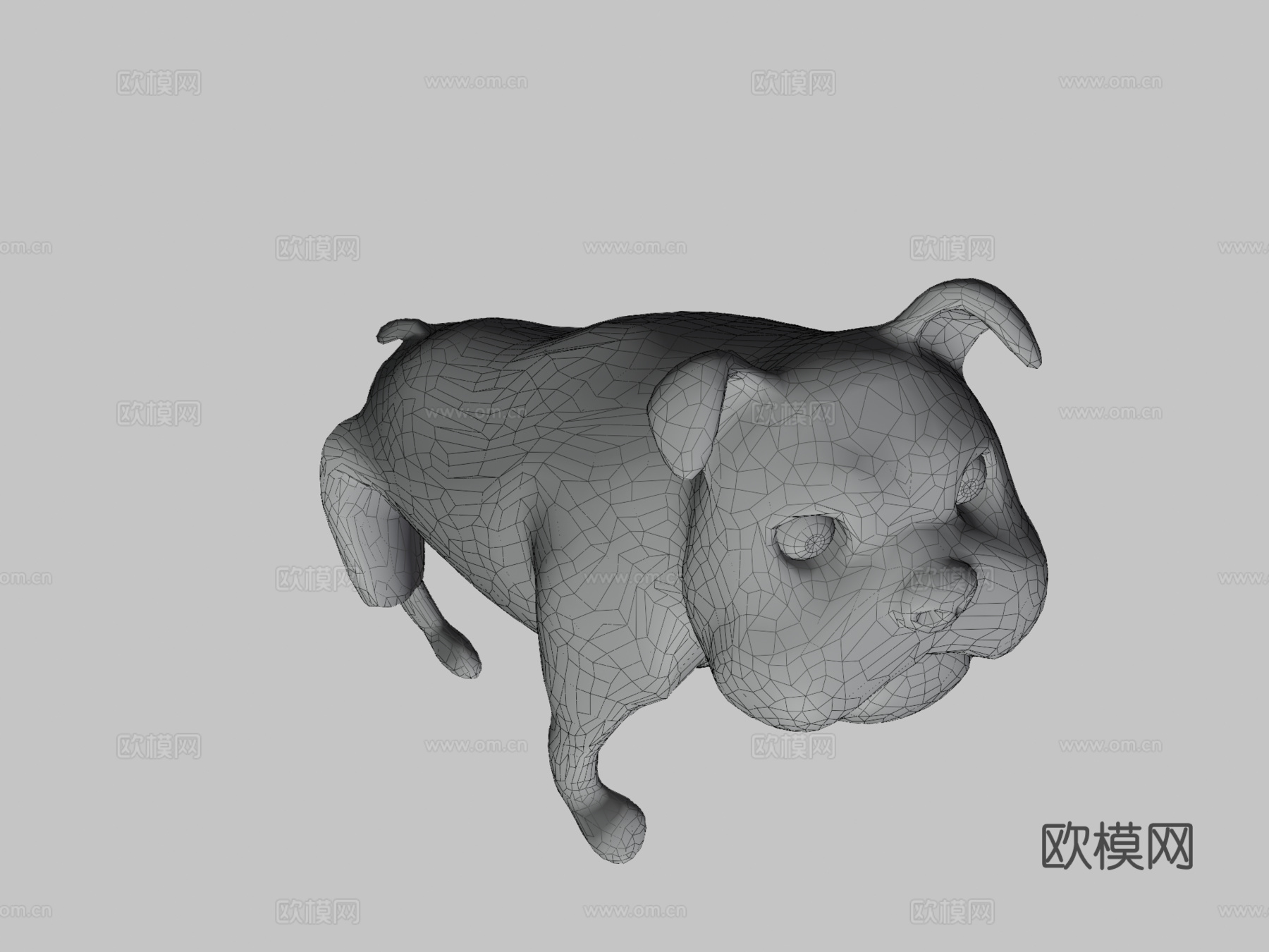 斗牛犬卡通su模型下载（渲染图3）