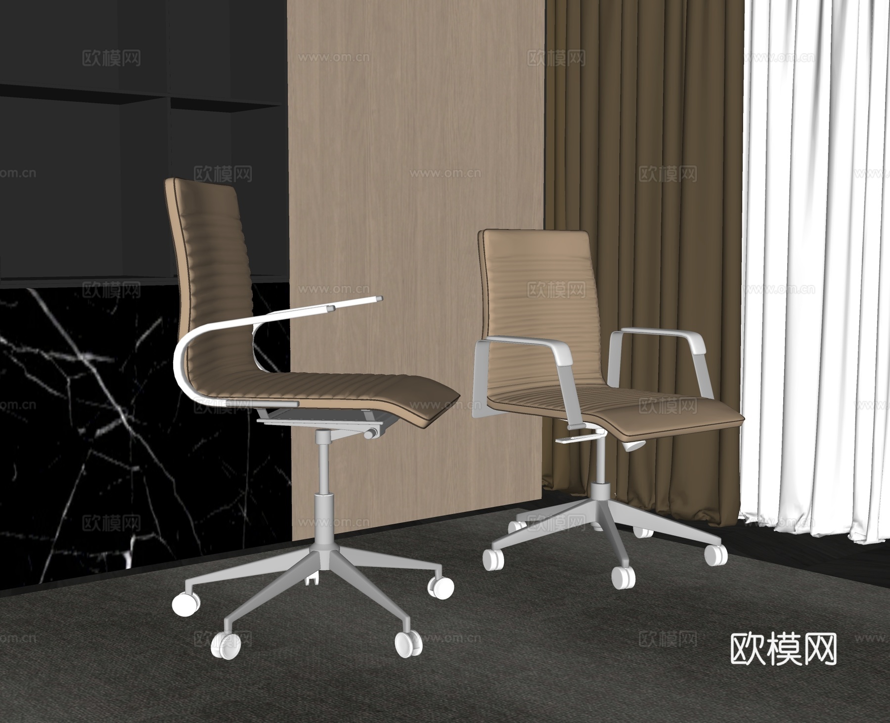 现代办公椅su模型下载（渲染图2）