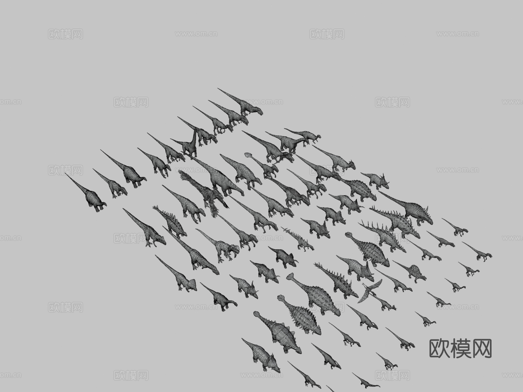 低多边形真实巨型恐龙包1su模型