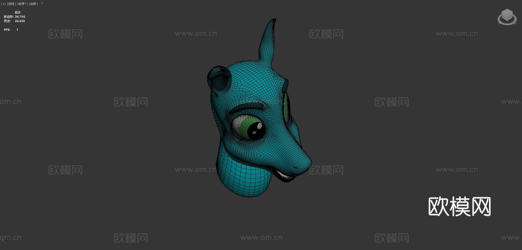 马角色半身像微笑su模型下载（渲染图3）