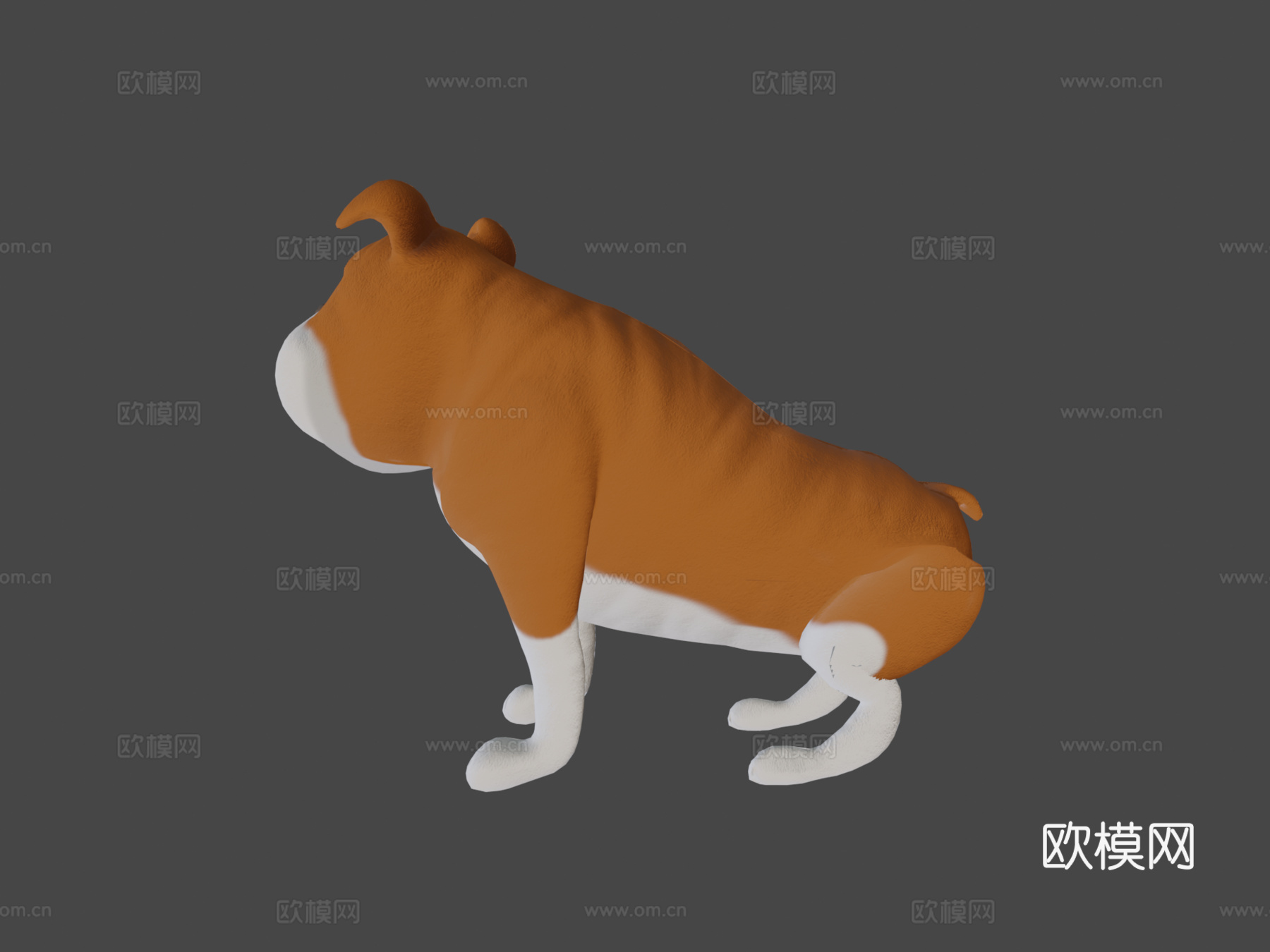 斗牛犬卡通su模型下载（渲染图5）