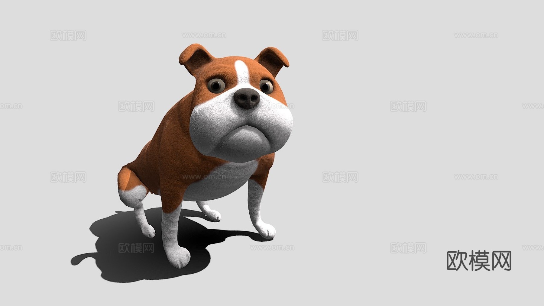 斗牛犬卡通su模型下载（渲染图1）