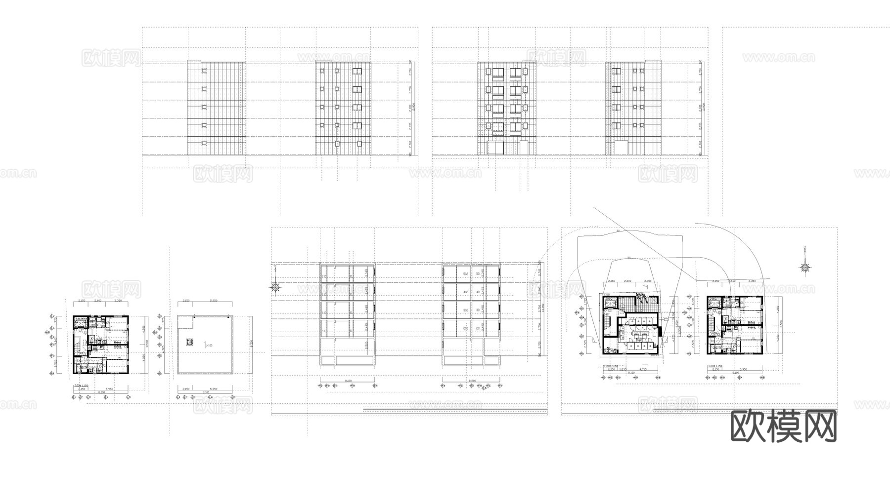公寓建筑酒店建筑住宅建筑写字楼建筑cad施工图下载