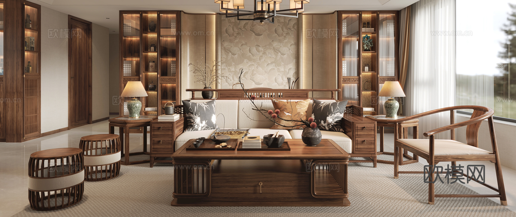 新中式客餐3d模型