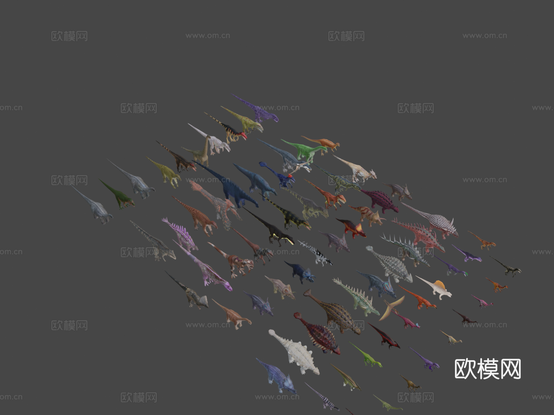 低多边形真实巨型恐龙包1su模型