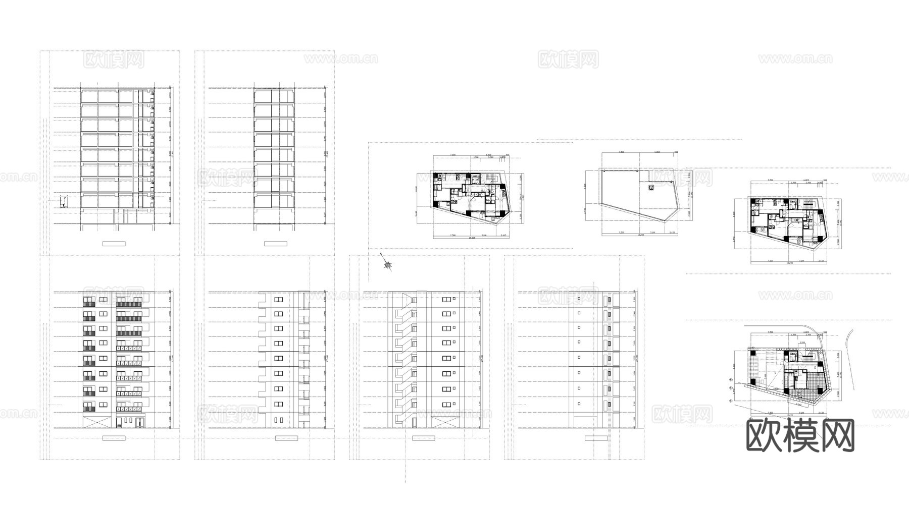 公寓建筑 住宅建筑 写字楼 商业住宅cad施工图