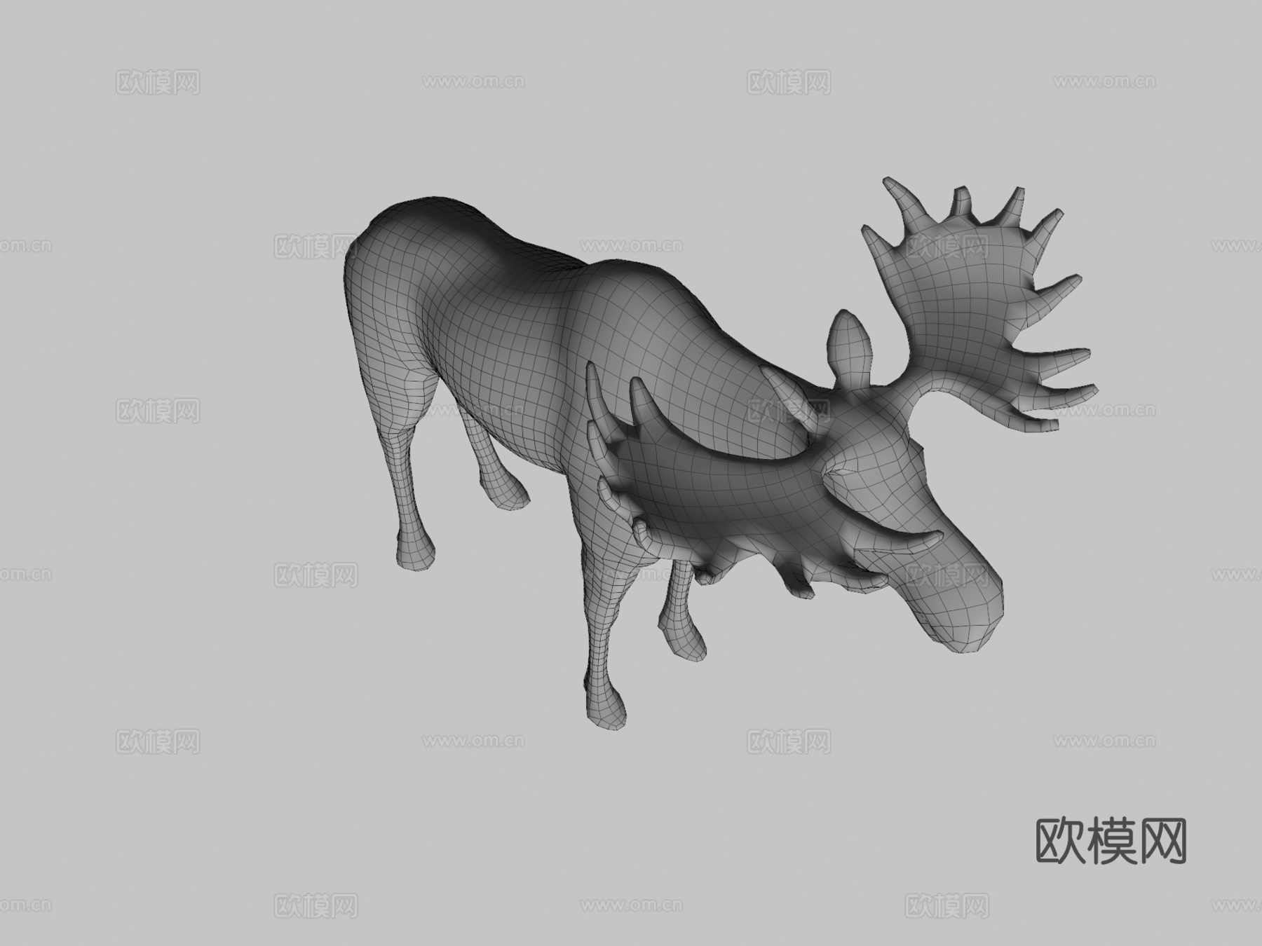 欧亚驼鹿哺乳动物低多边形su模型