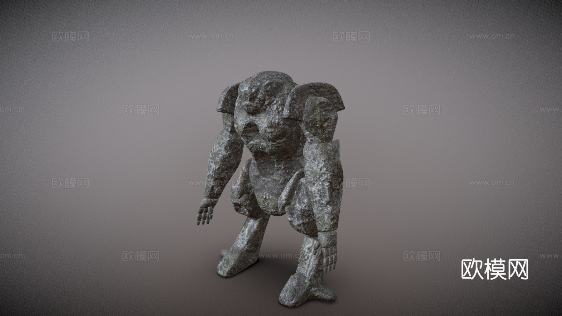 石怪雕像su模型下载（渲染图1）