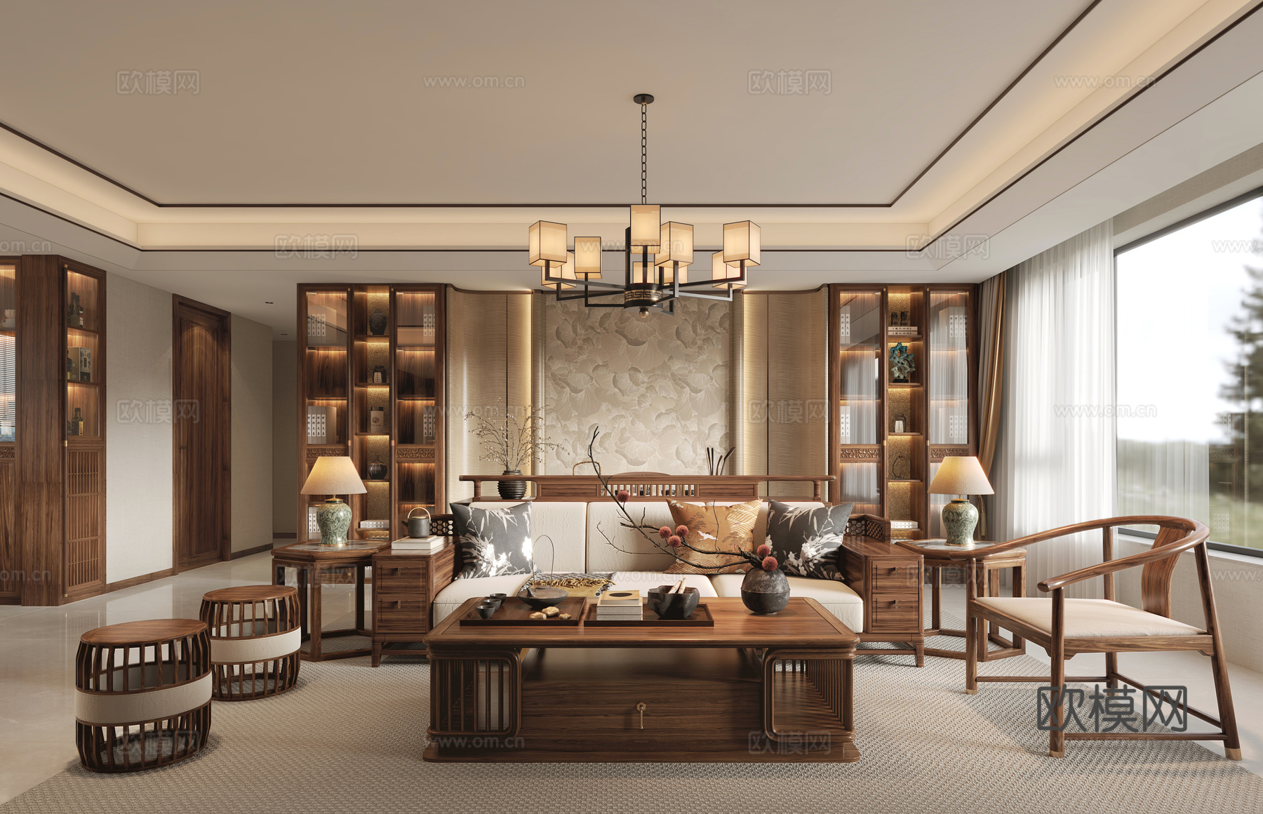 新中式客餐3d模型