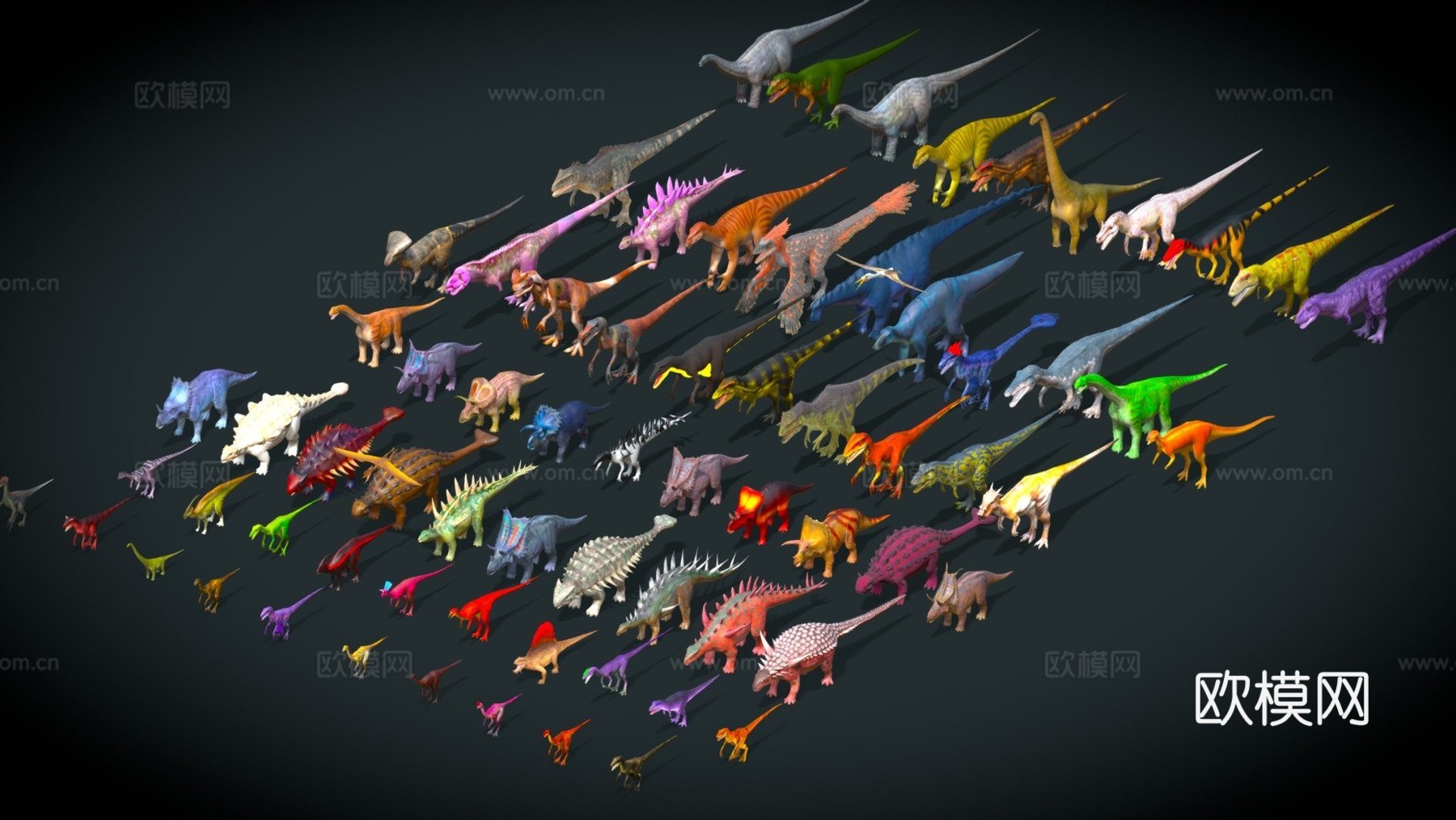 低多边形真实巨型恐龙包1su模型