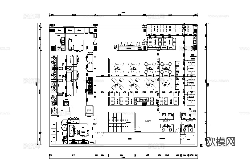 烤肉店 烧烤店 烤串店 网红烧烤 自助烤肉店 户外烧烤店cad施工图下载（渲染图3）