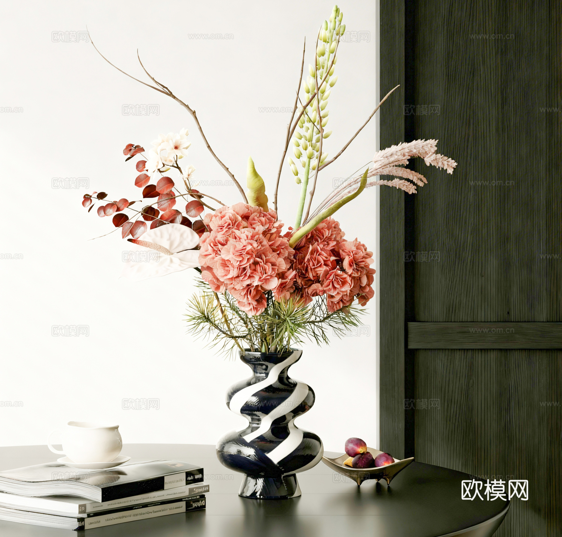 现代简约花艺 花艺摆件 桌面摆件 鲜花花卉 艺术插花 花瓶3d模型下载