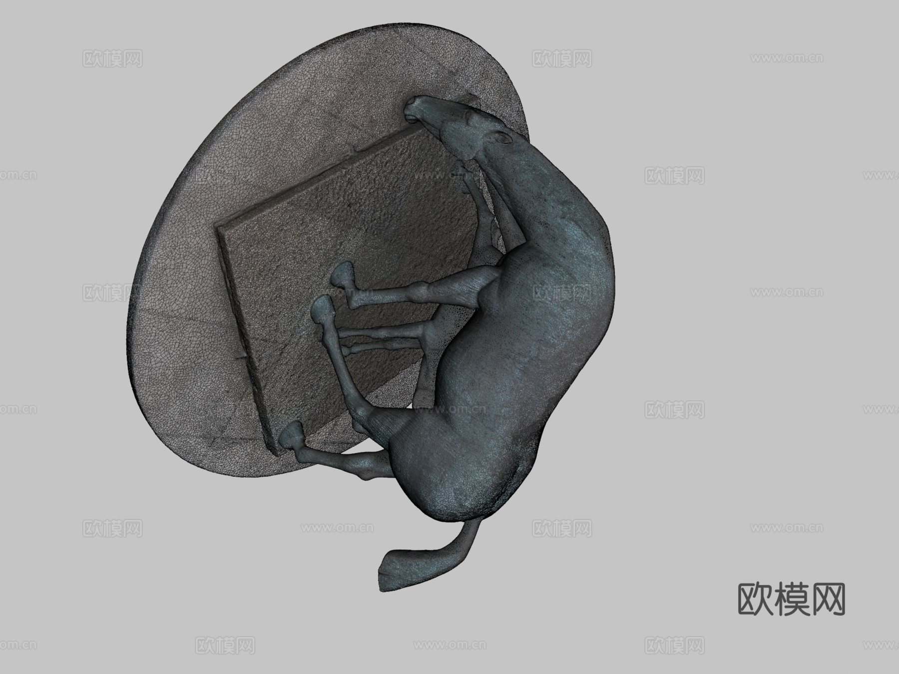 两匹马su模型下载（渲染图2）