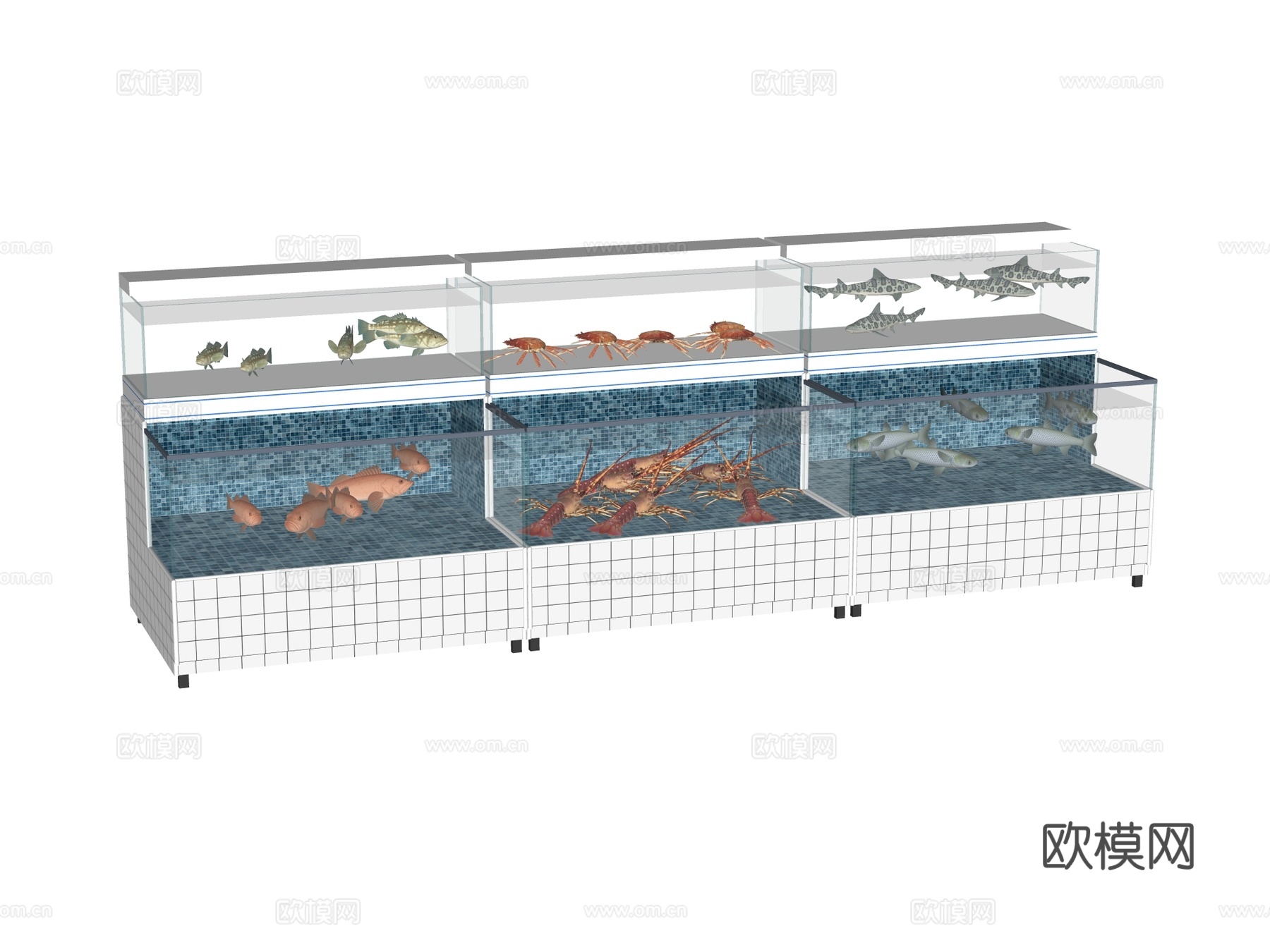 鱼池 海鲜池su模型下载（渲染图2）