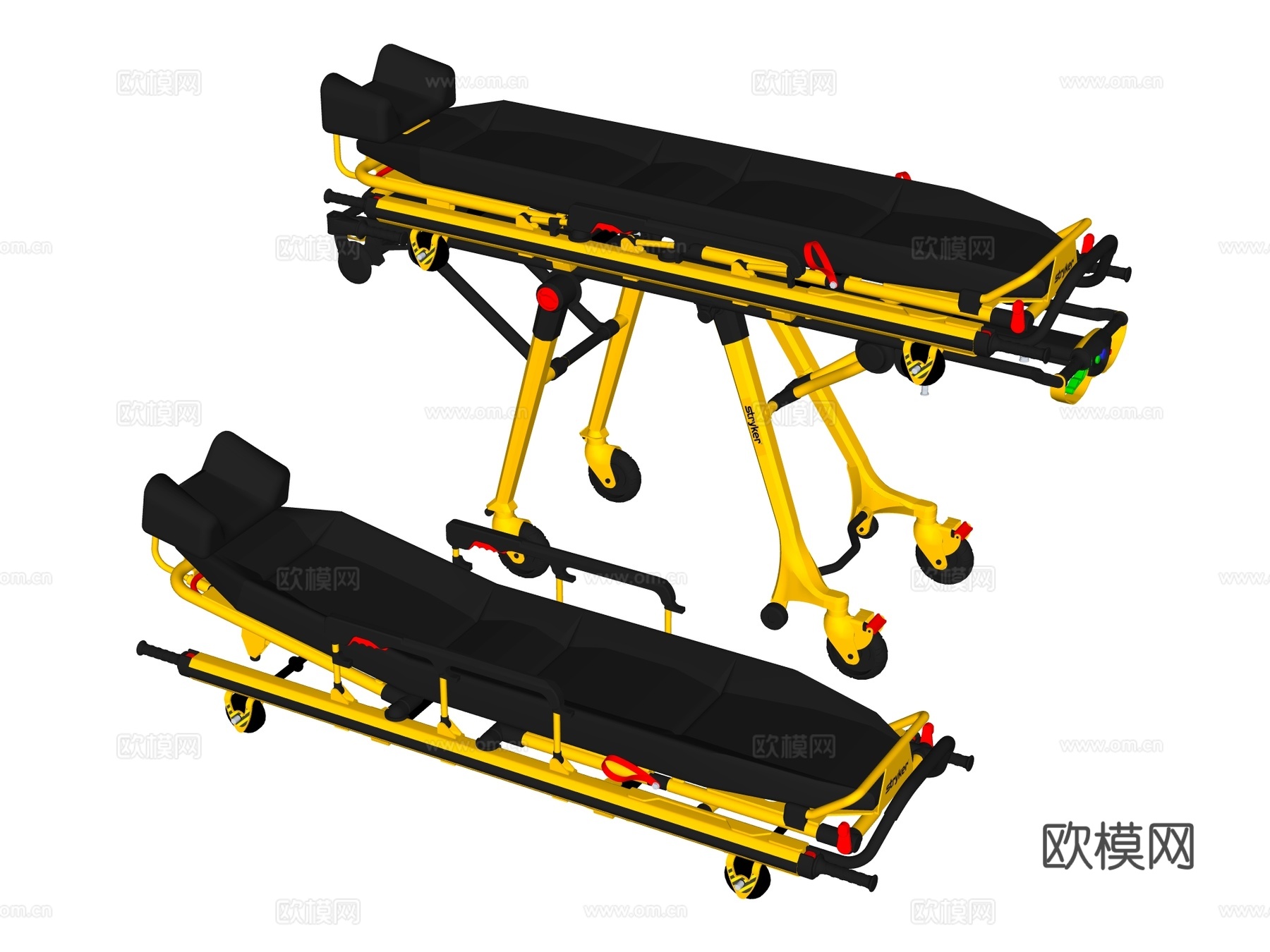 病床 担架su模型下载（渲染图2）