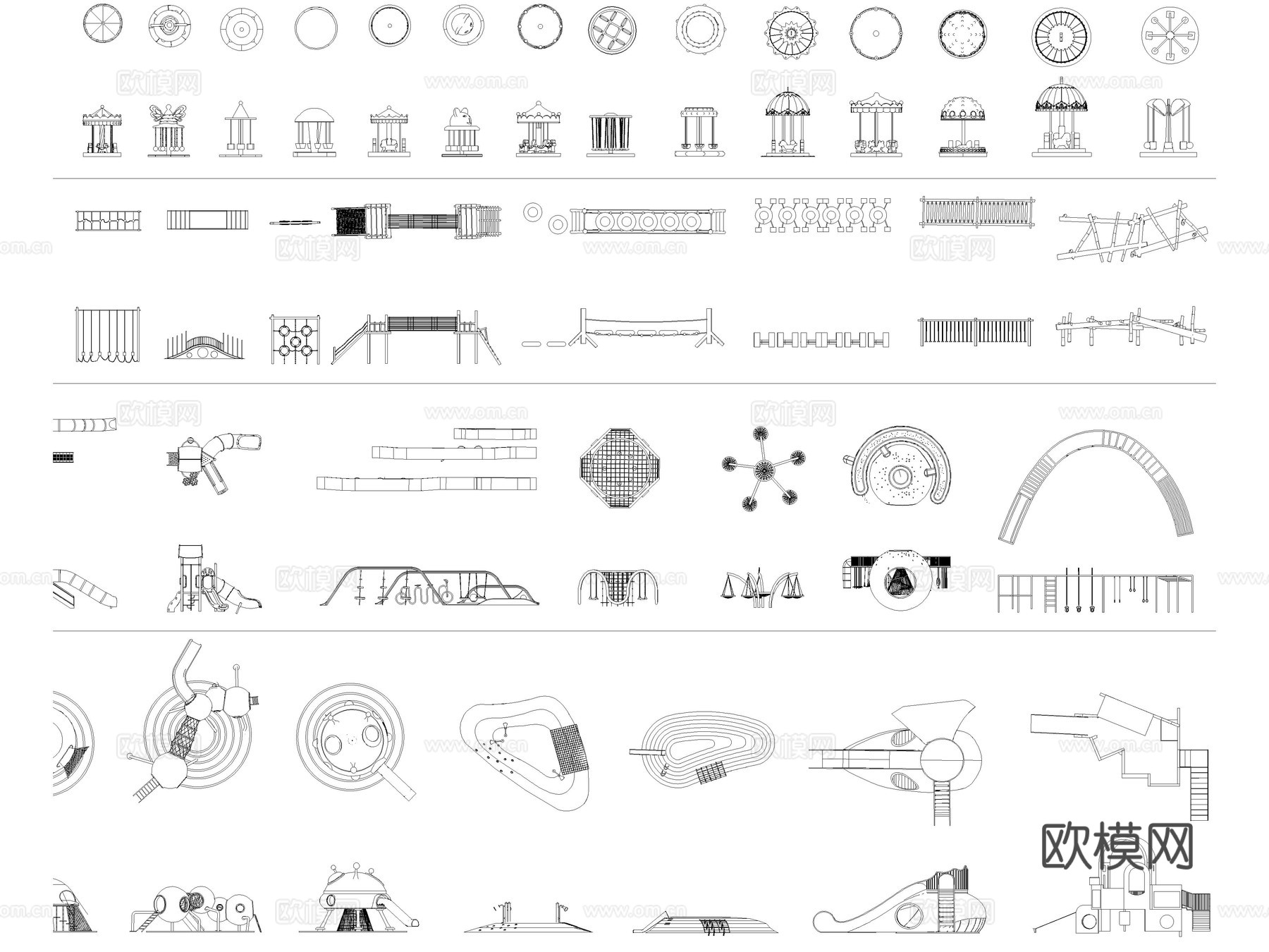 2026年最新儿童器材乐园设施微地形攀爬装置设施CAD图库cad施工图